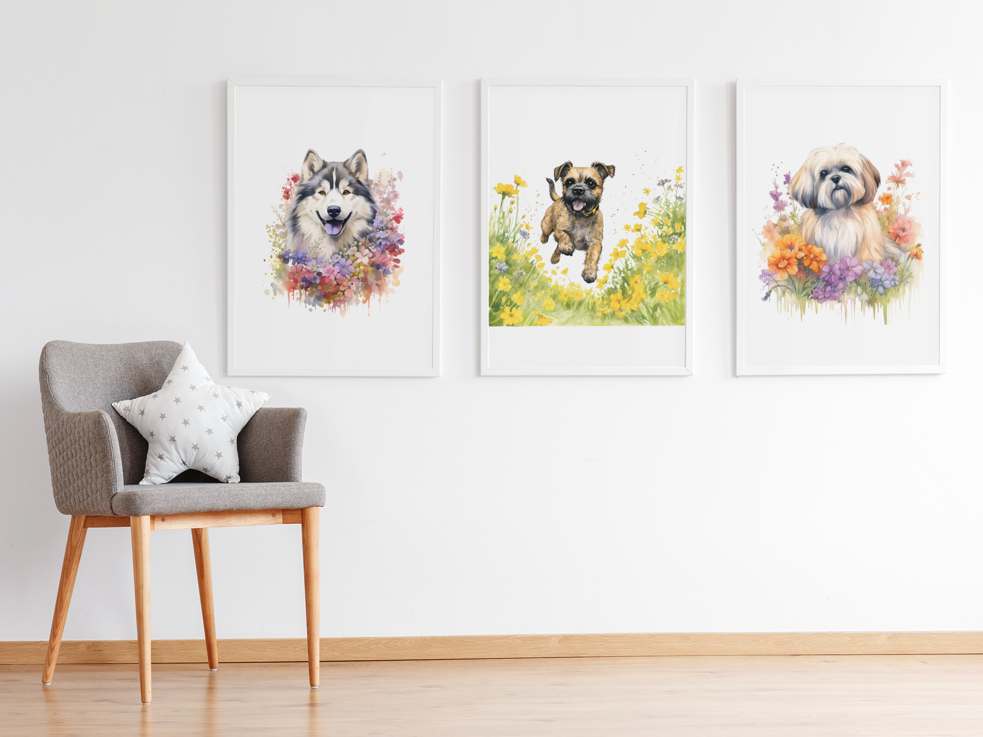 Floral Dogs Clipart - CraftNest