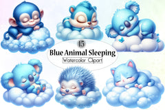 Pastel Blue Baby Animals Clipart Bundle - CraftNest - Digital Crafting and Art