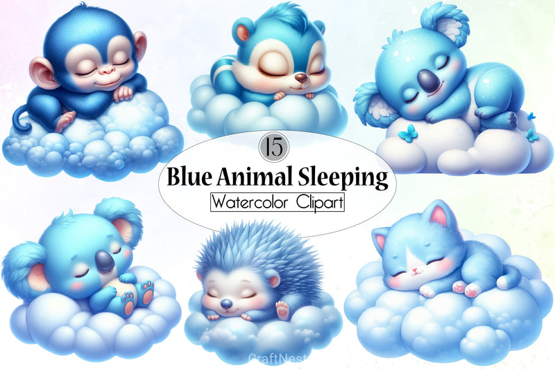 Pastel Blue Baby Animals Clipart Bundle - CraftNest - Digital Crafting and Art