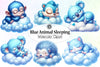 Pastel Blue Baby Animals Clipart Bundle