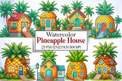 Pineapple House Clipart Bundle - CraftNest - Digital Crafting and Art