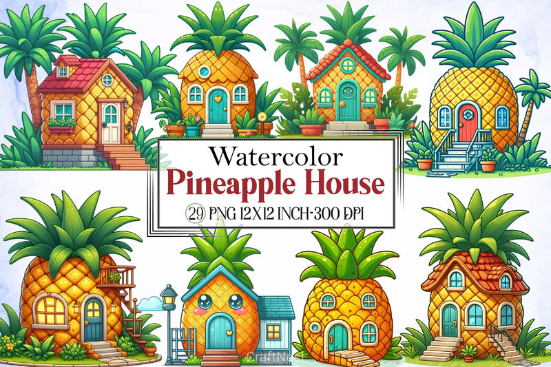 Pineapple House Clipart Bundle - CraftNest - Digital Crafting and Art
