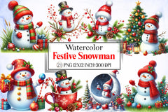 Festive Snowman Clipart Bundle - CraftNest - Digital Crafting and Art
