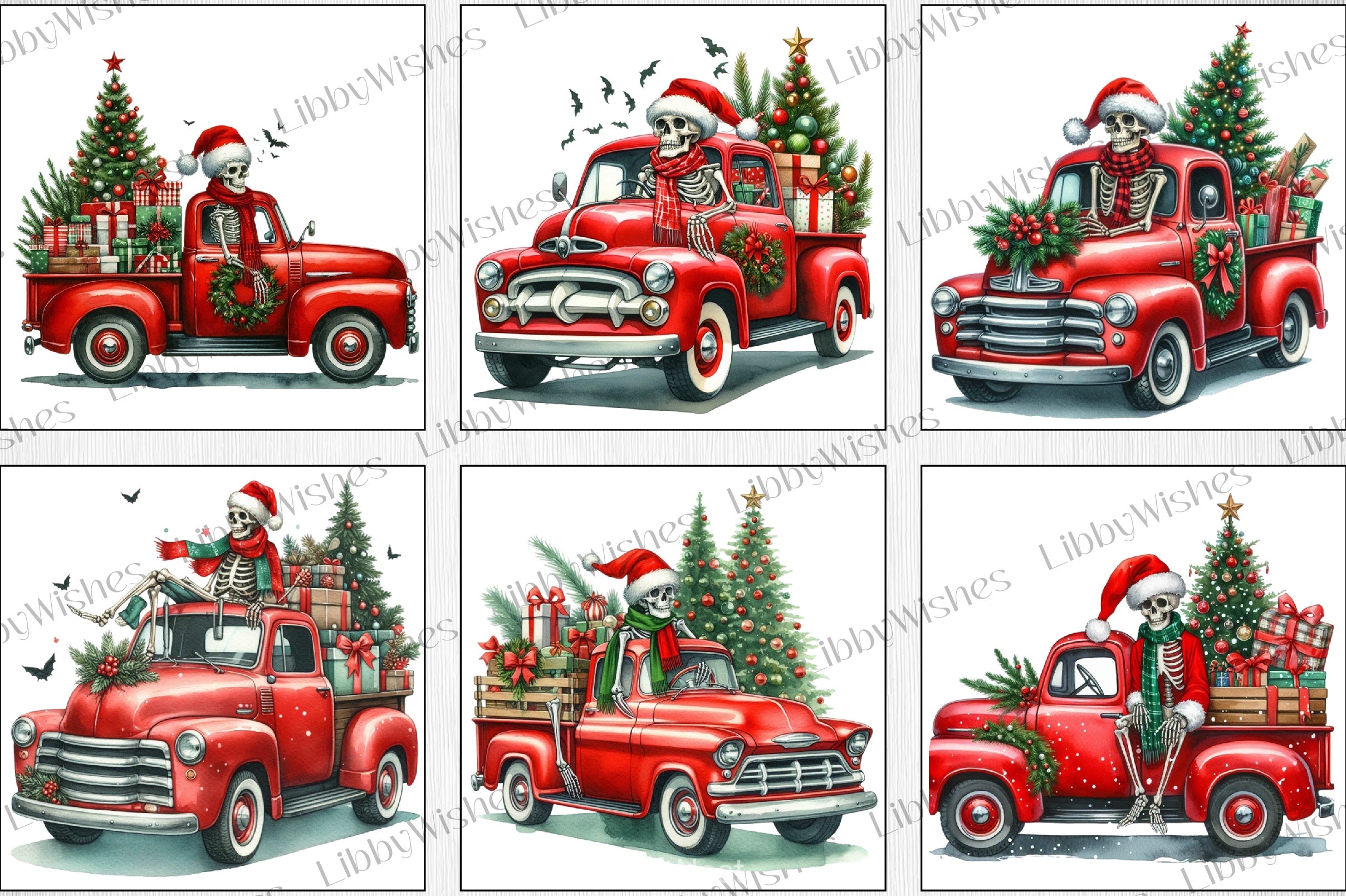 Christmas Truck Skeleton Clipart Bundle - CraftNest - Digital Crafting and Art