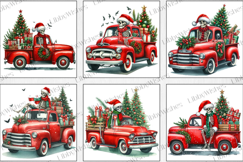 Christmas Truck Skeleton Clipart Bundle - CraftNest - Digital Crafting and Art