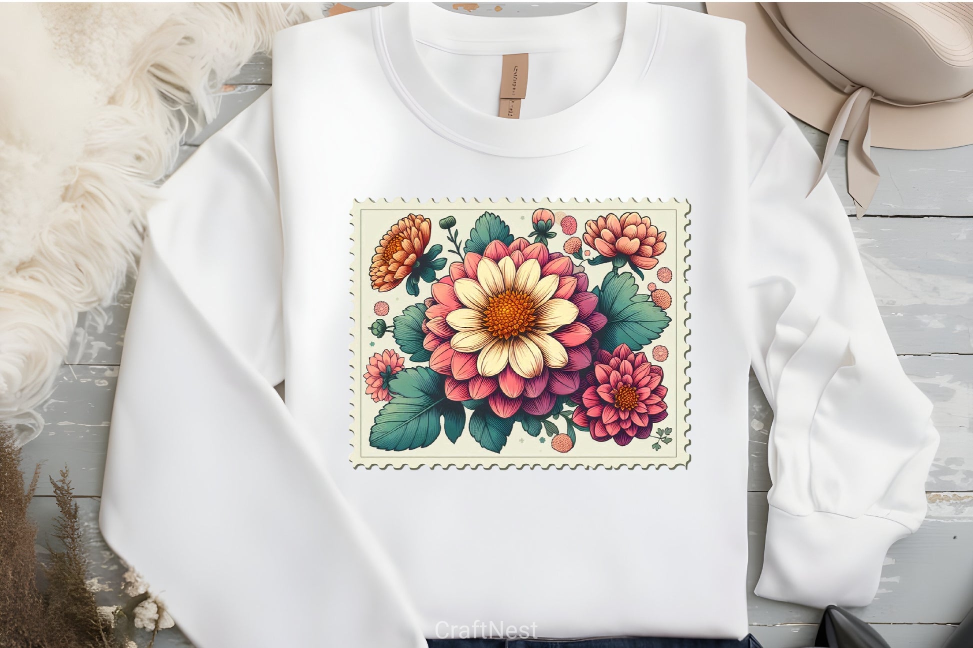 Vintage Chrysanthemums Stamps Clipart Bundle - CraftNest - Digital Crafting and Art