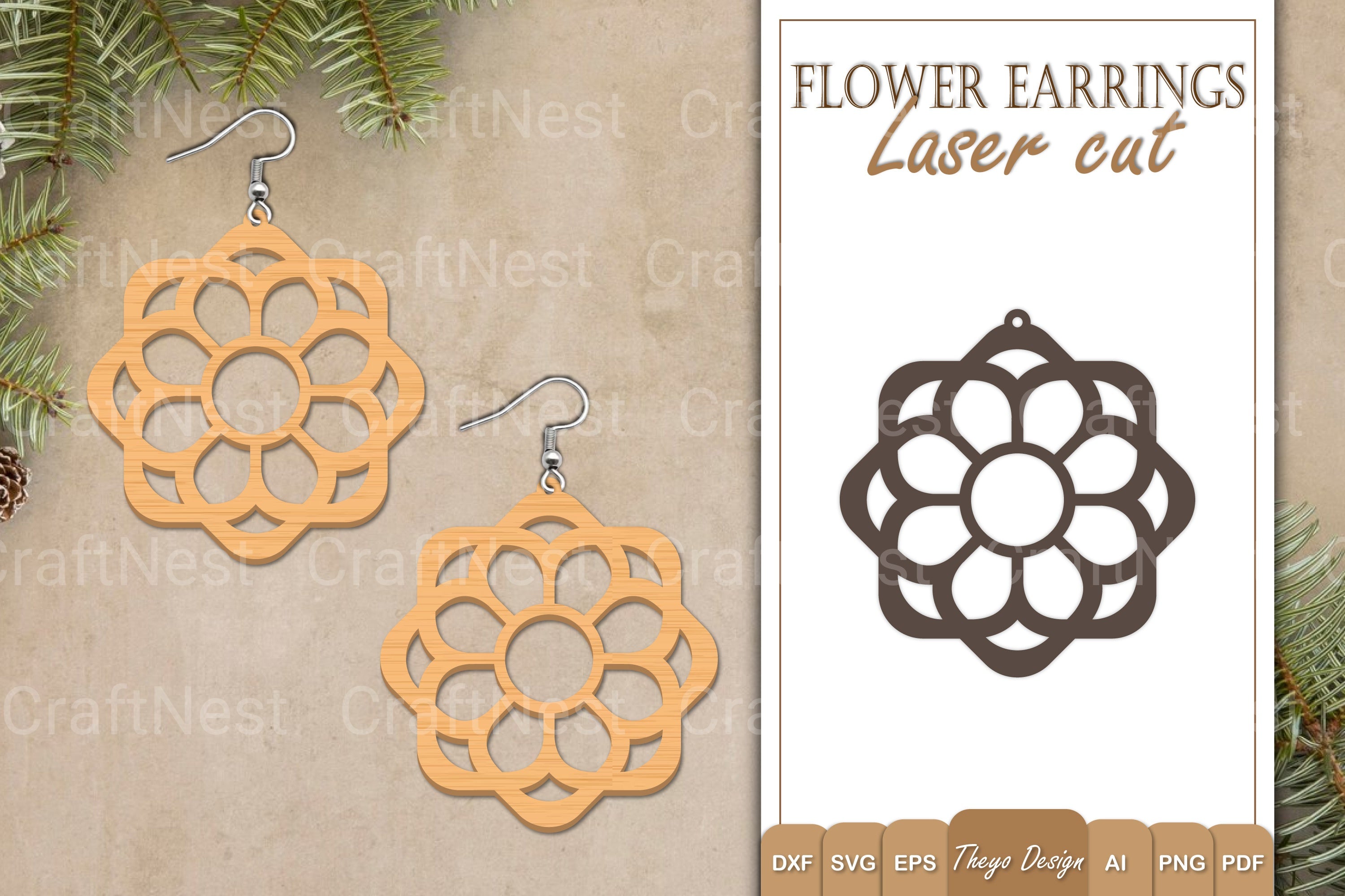 Earrings Flower SVG Bundle SVG