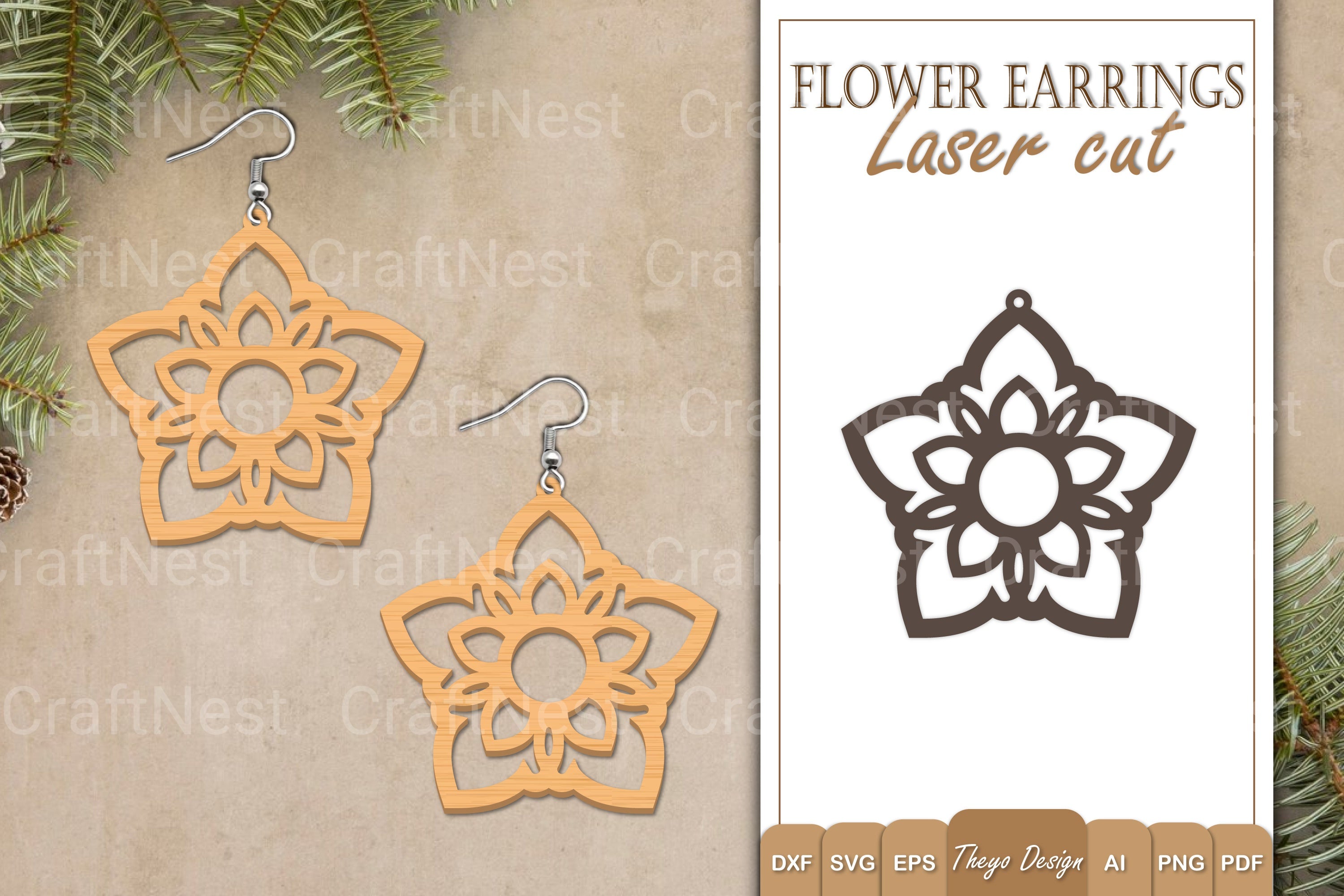 Earrings Flower SVG Bundle SVG