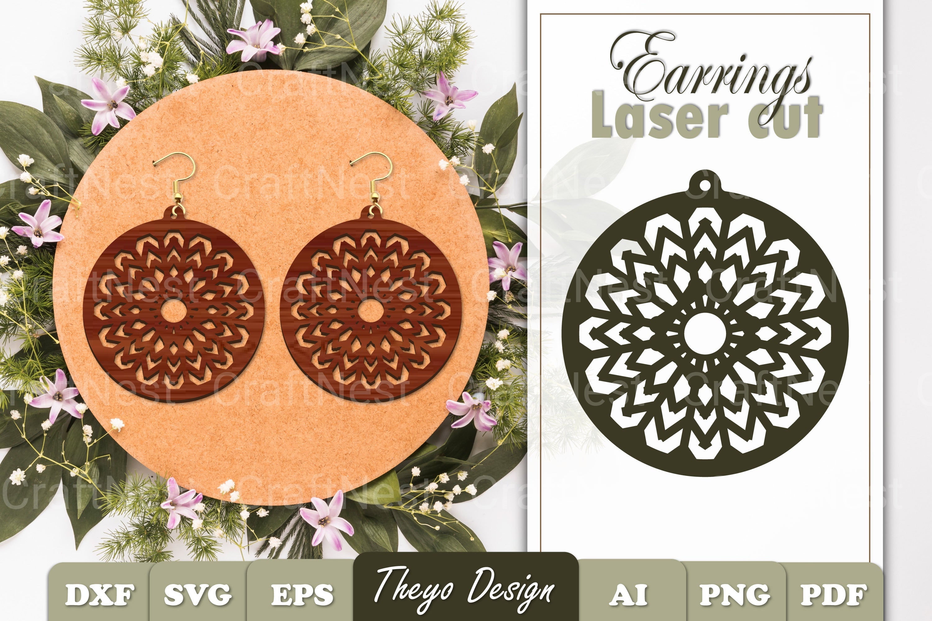 Snowflake Mandala Earrings SVG Bundle