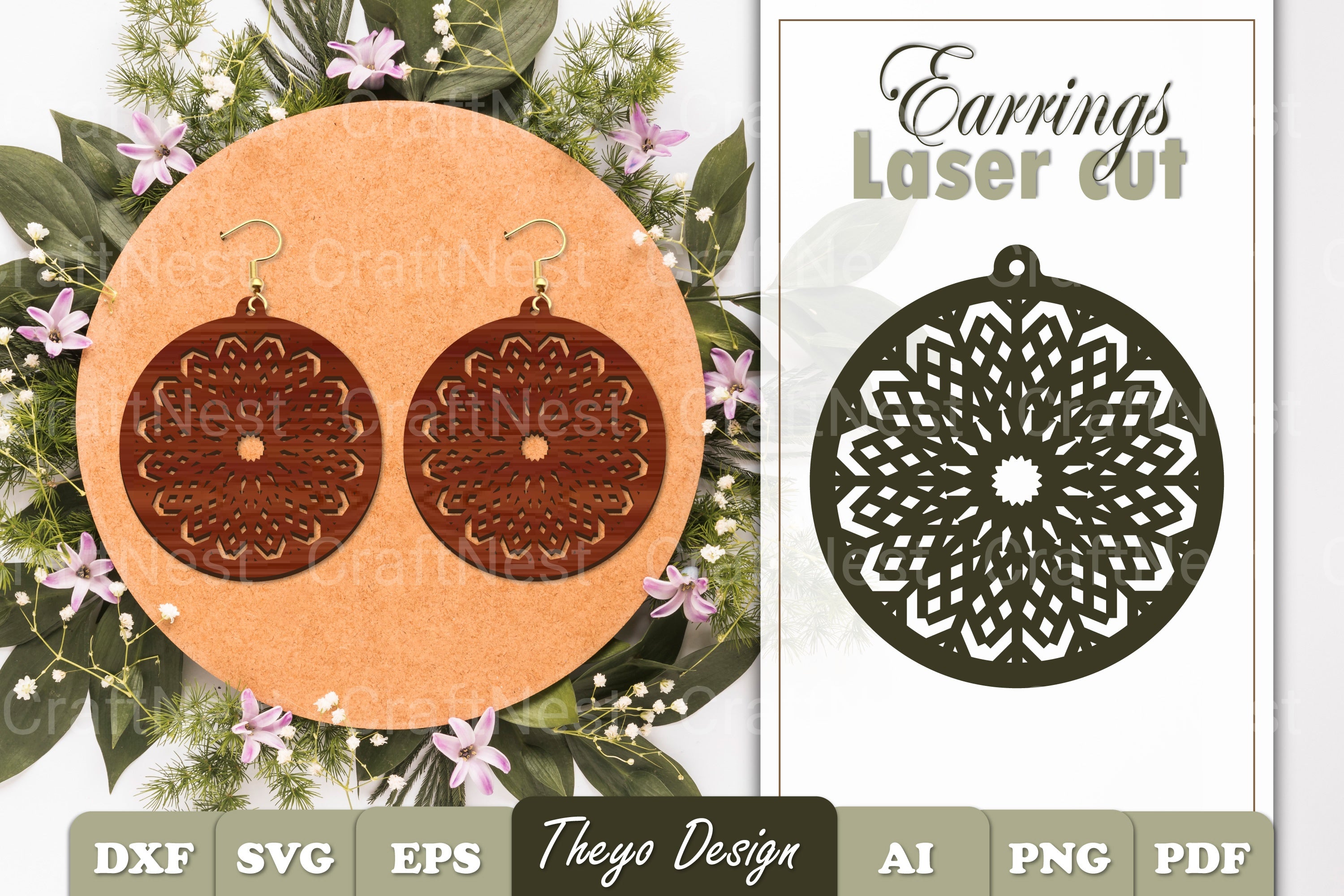 Snowflake Mandala Earrings SVG Bundle