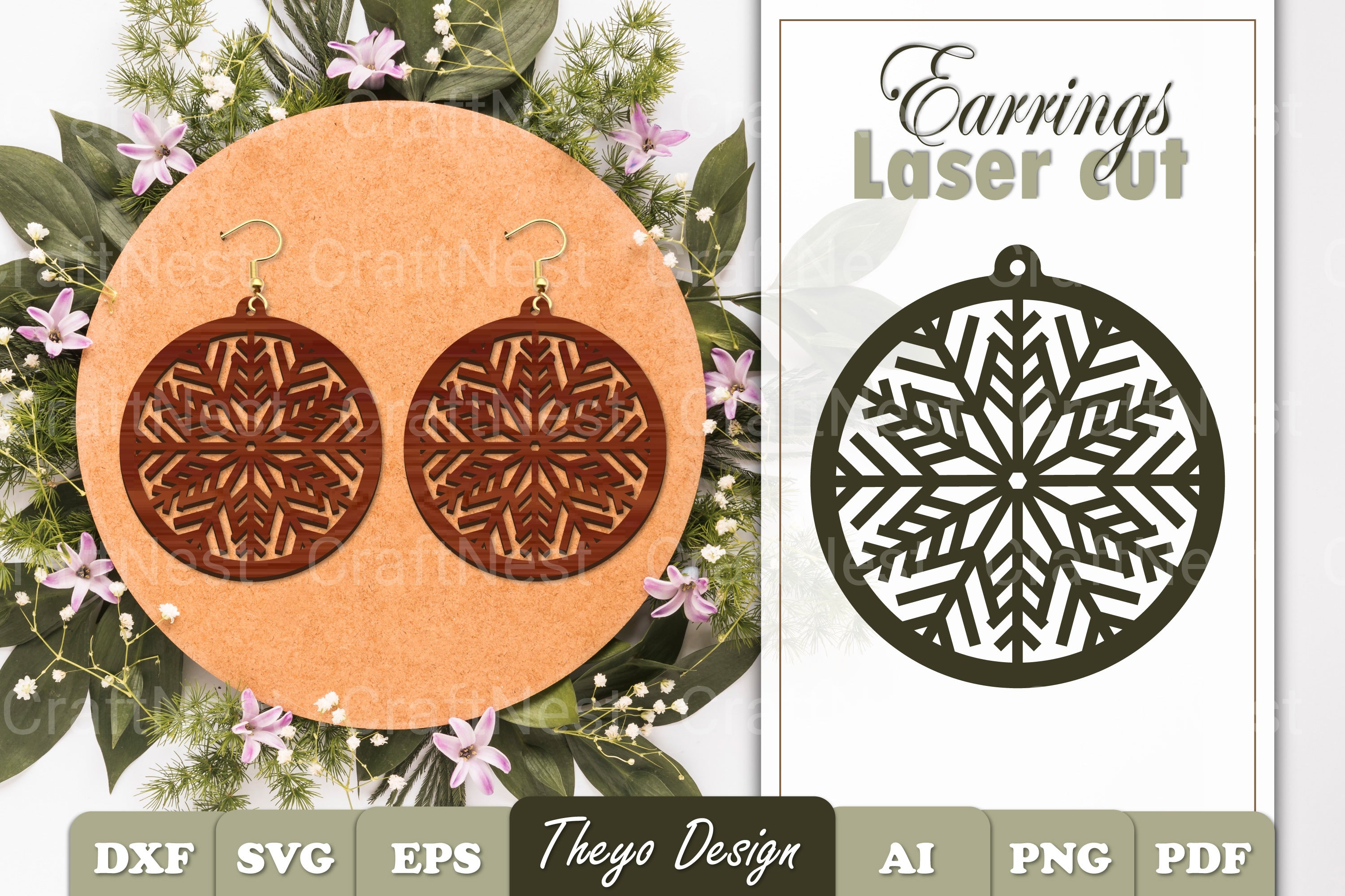 Snowflake Mandala Earrings SVG Bundle