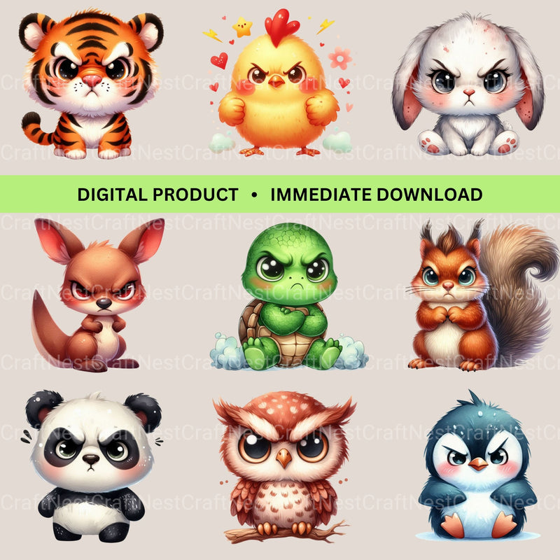 Grumpy Animals 2Clipart Bundle - CraftNest - Digital Crafting and Art