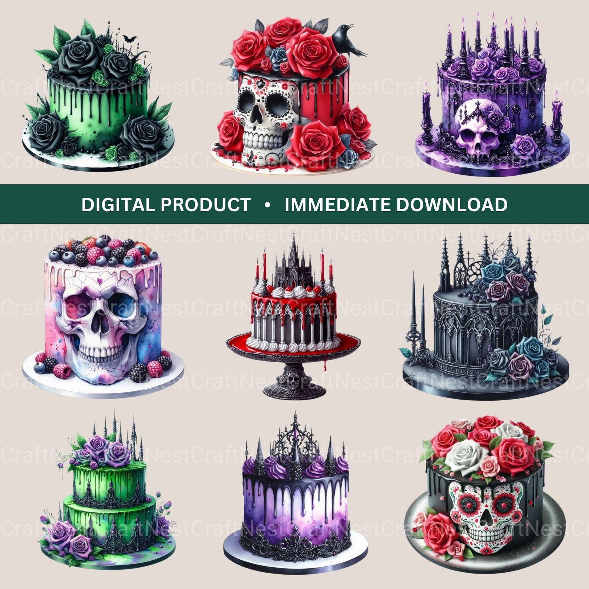 Gothic Cakes Clipart Bundle - CraftNest - Digital Crafting and Art