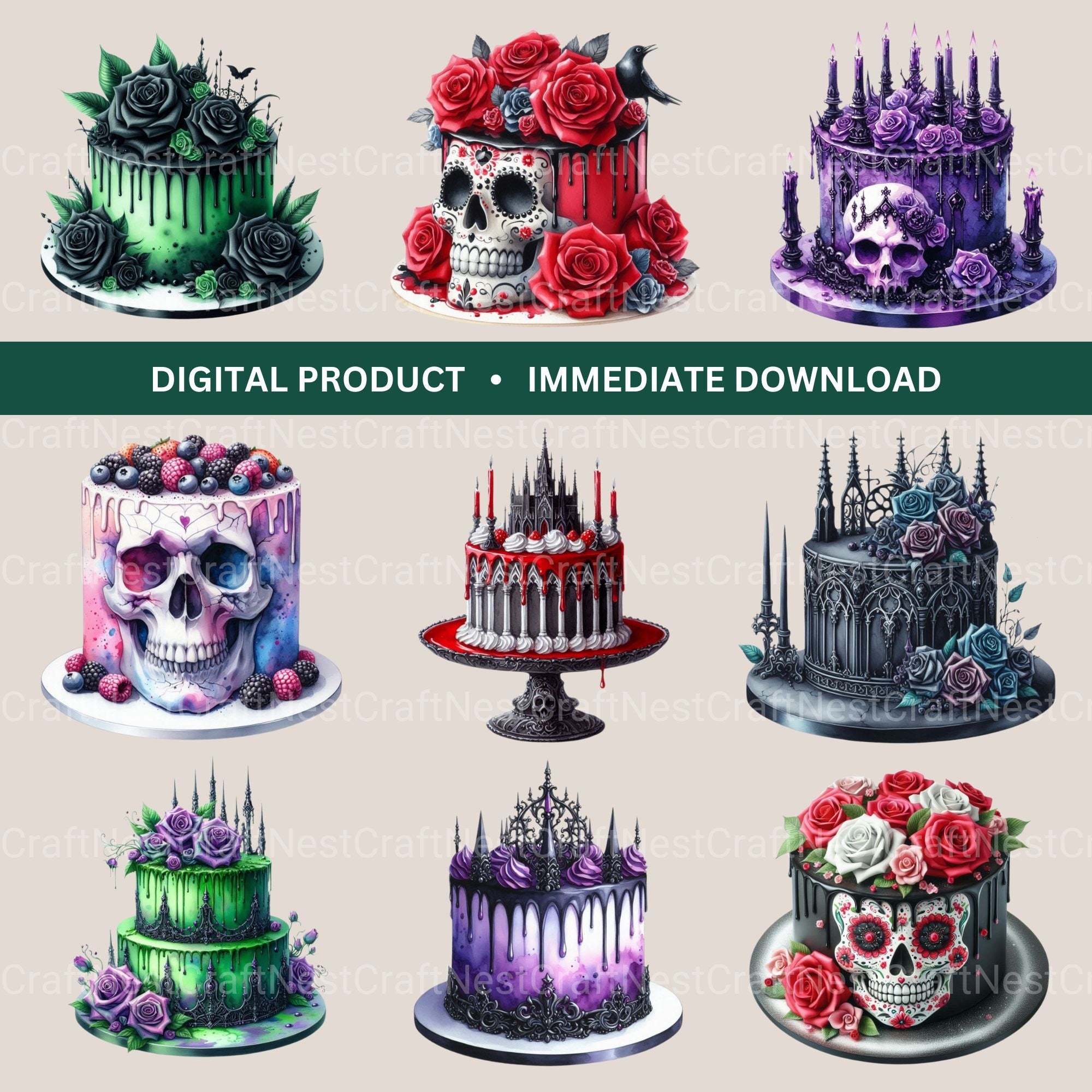 Gothic Cakes Clipart Bundle - CraftNest - Digital Crafting and Art