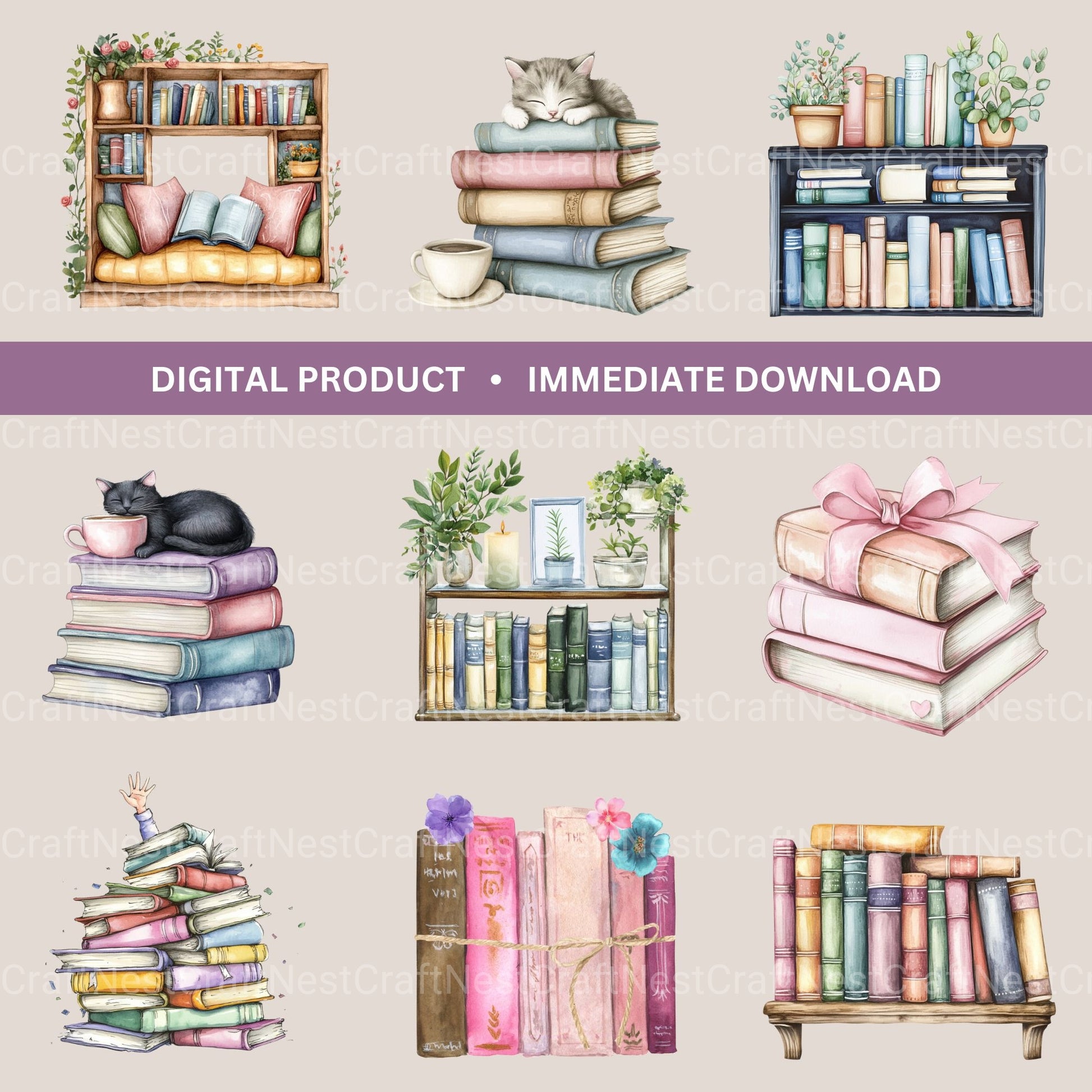 Books Clipart Bundle 3 - CraftNest - Digital Crafting and Art