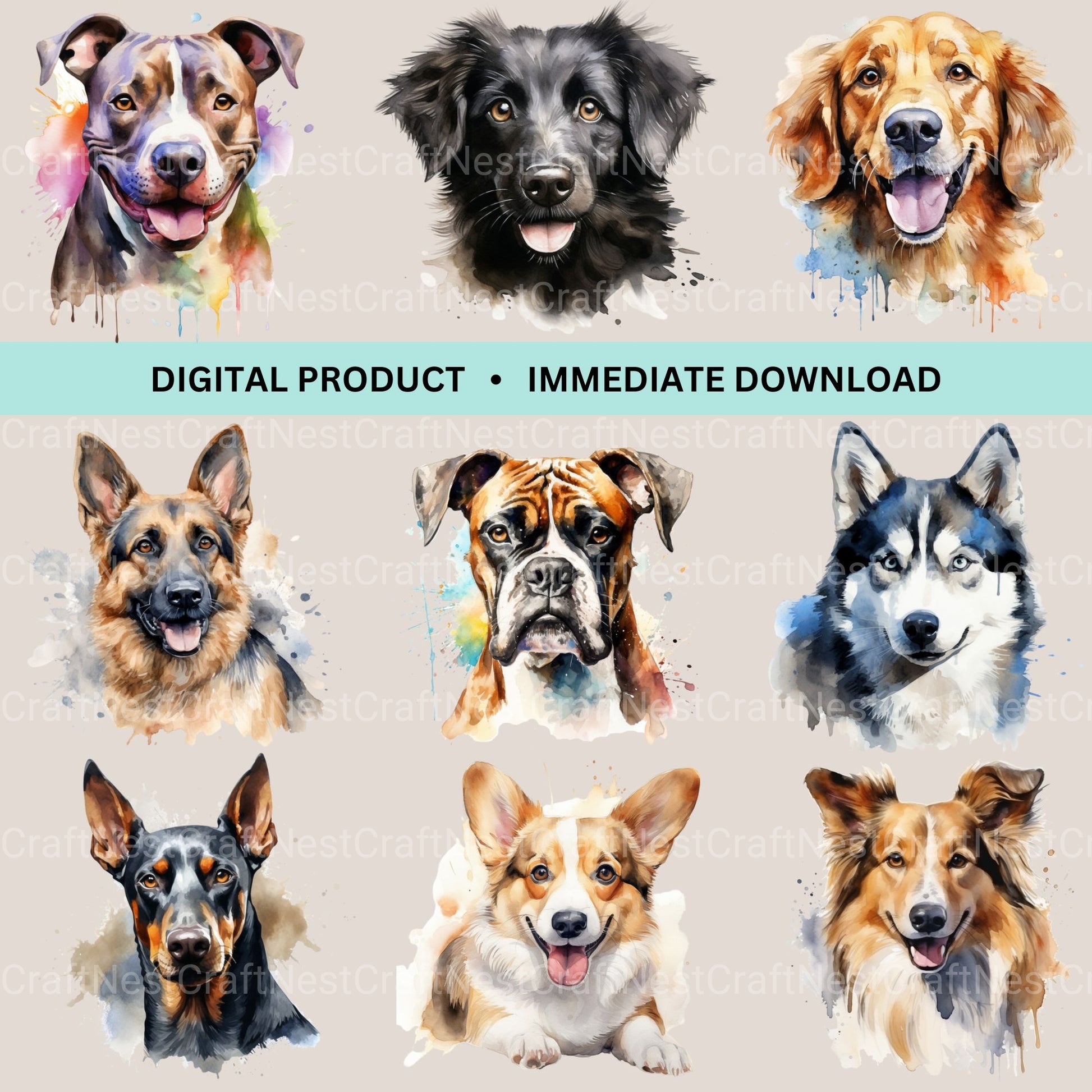 Dog Breeds Clipart Bundle - CraftNest - Digital Crafting and Art