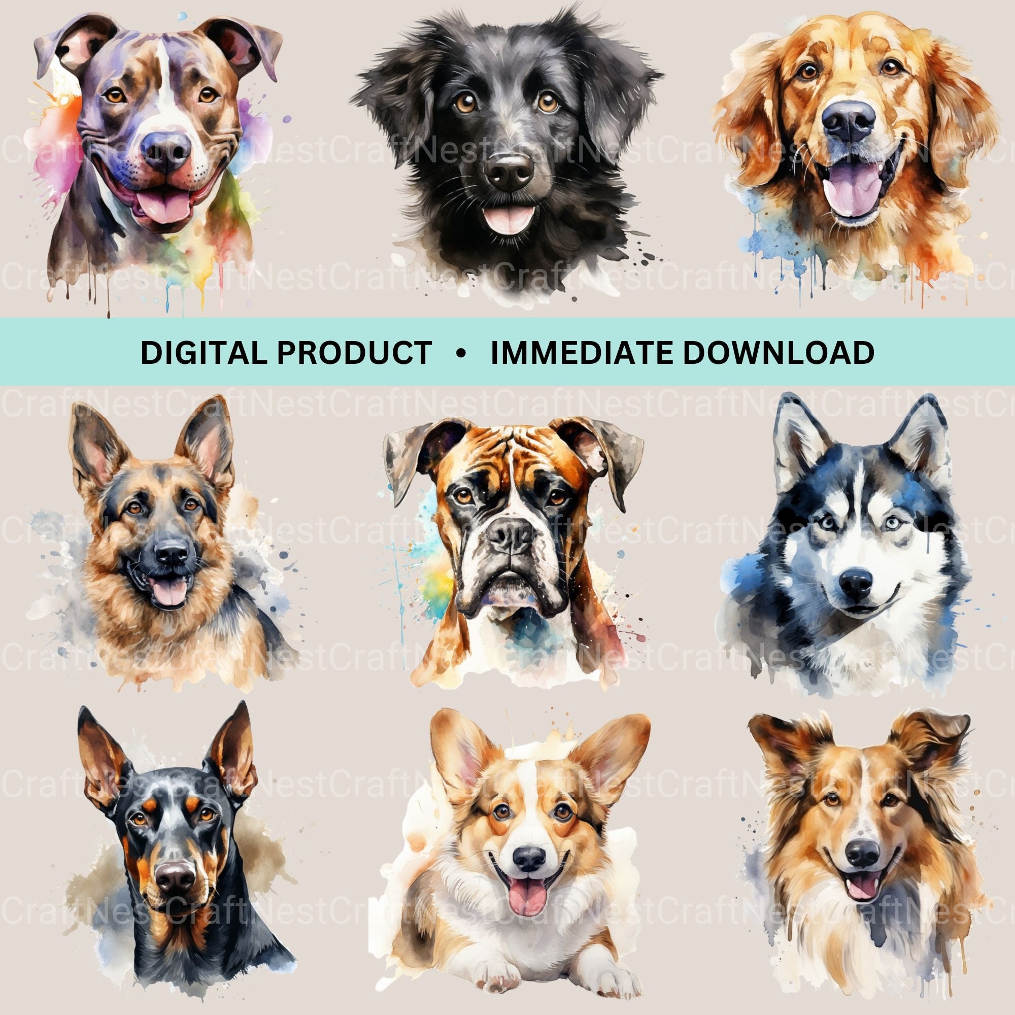 Dog Breeds Clipart Bundle - CraftNest - Digital Crafting and Art