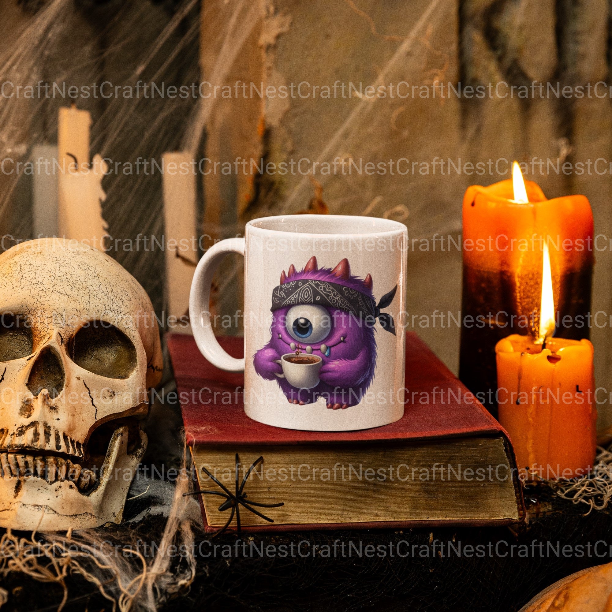 Funny Monster Drinking Coffee Clipart Bundle - CraftNest - Digital Crafting and Art