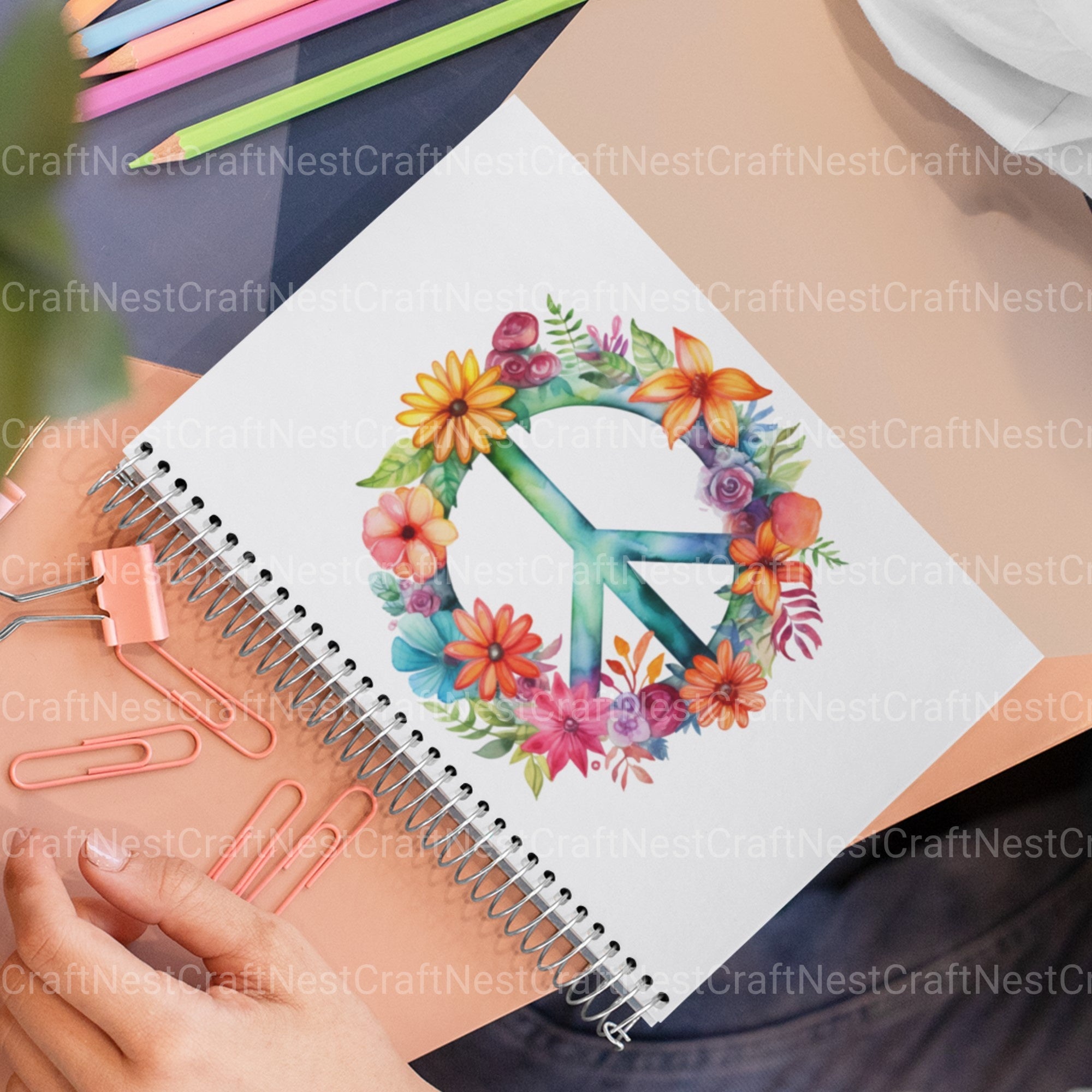 70S Hippie Clipart Bundle - CraftNest - Digital Crafting and Art