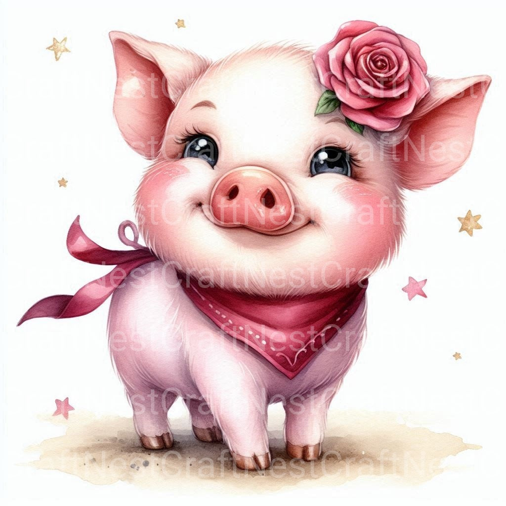 Cute Pigs Clipart Bundle - CraftNest - Digital Crafting and Art