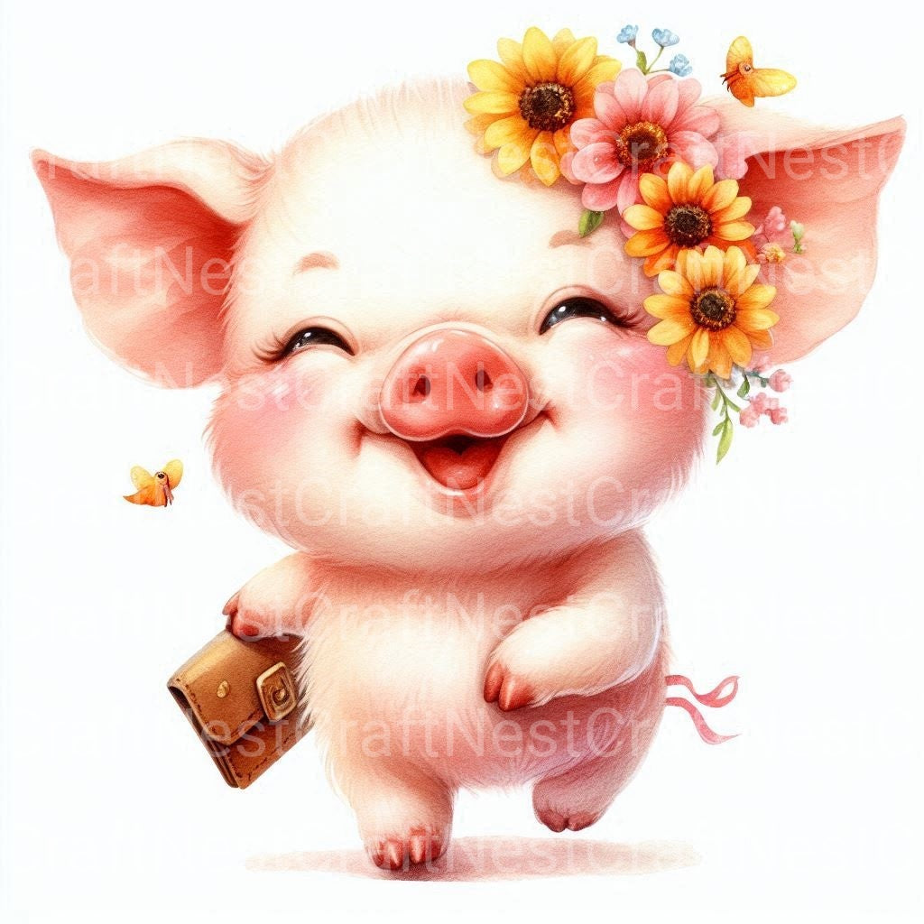 Cute Pigs Clipart Bundle - CraftNest - Digital Crafting and Art