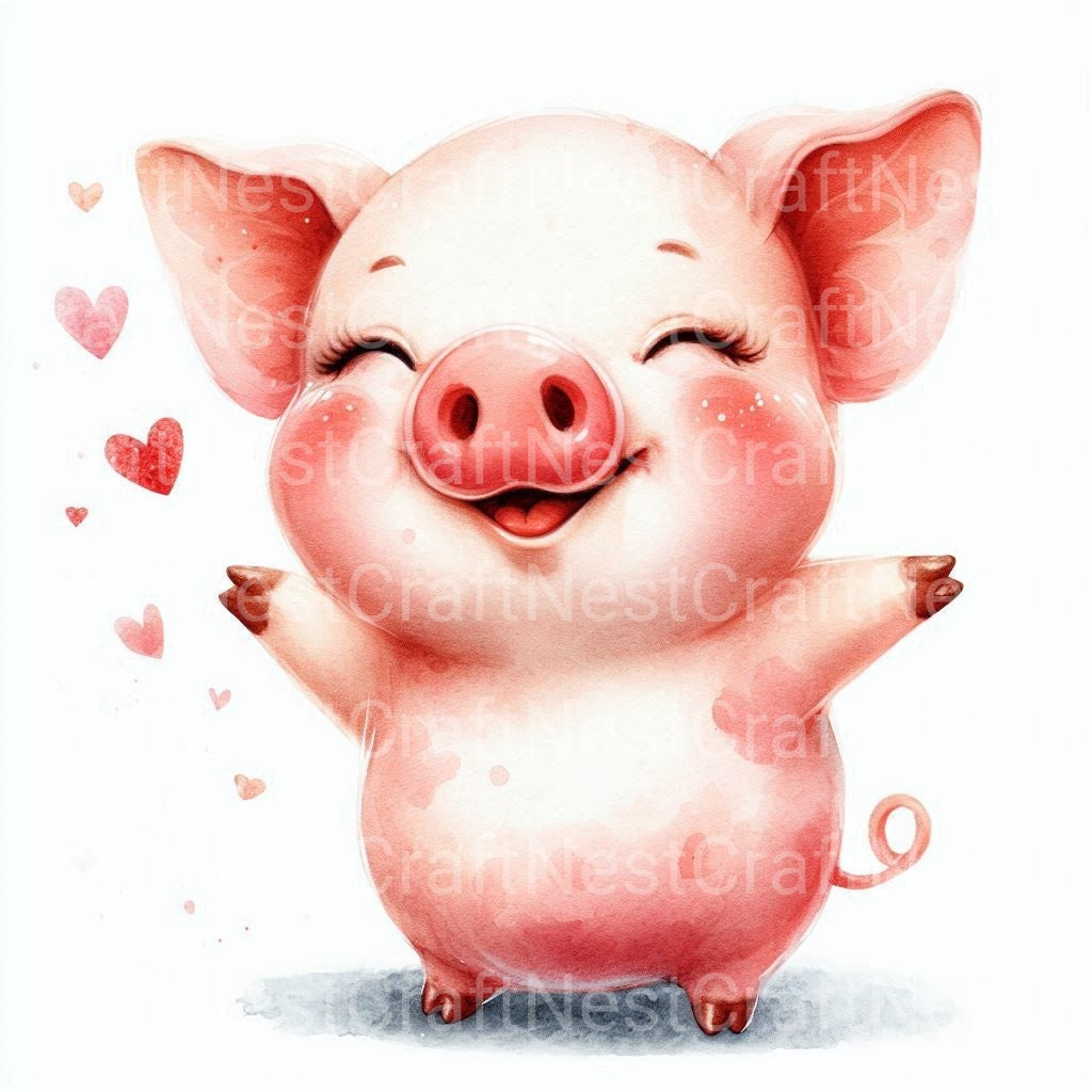 Cute Pigs Clipart Bundle - CraftNest - Digital Crafting and Art