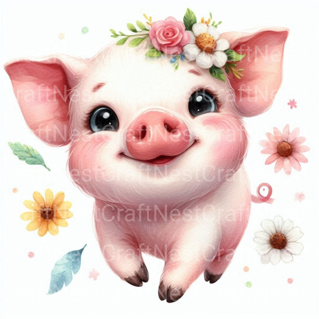 Cute Pigs Clipart Bundle - CraftNest - Digital Crafting and Art