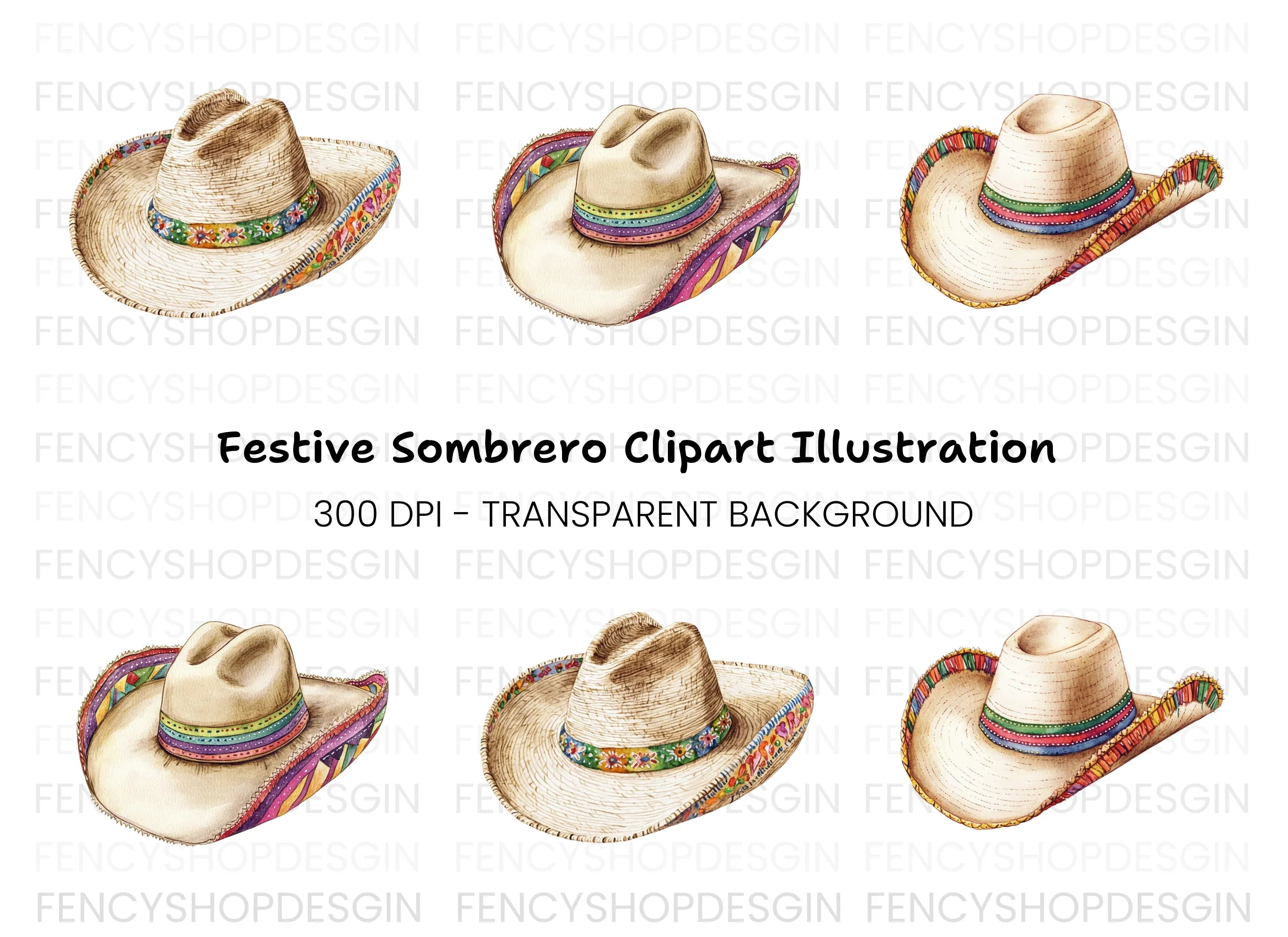 Mexican Sombrero Hat Clipart Bundle