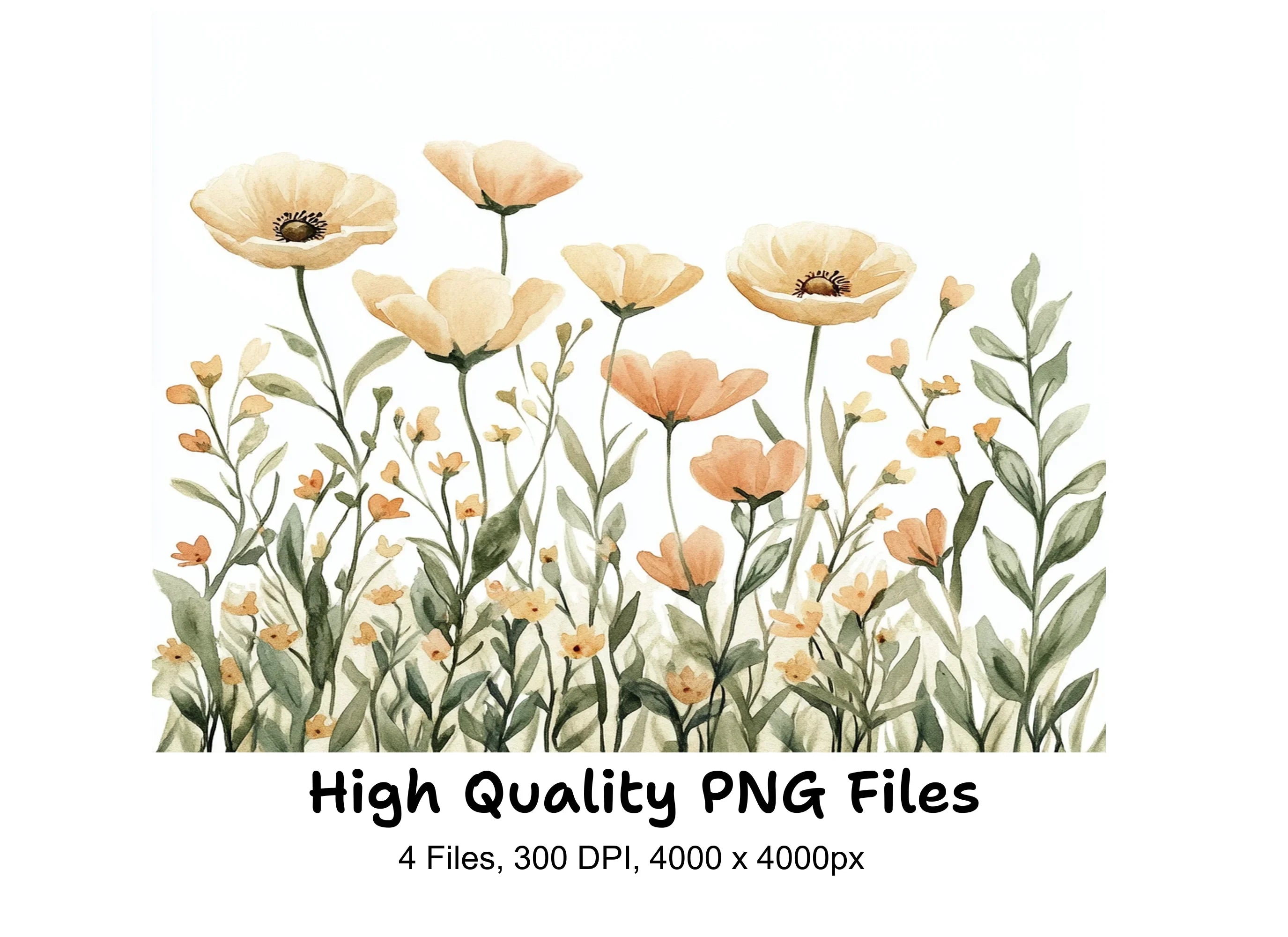Soft Pastel Floral Clipart Bundle