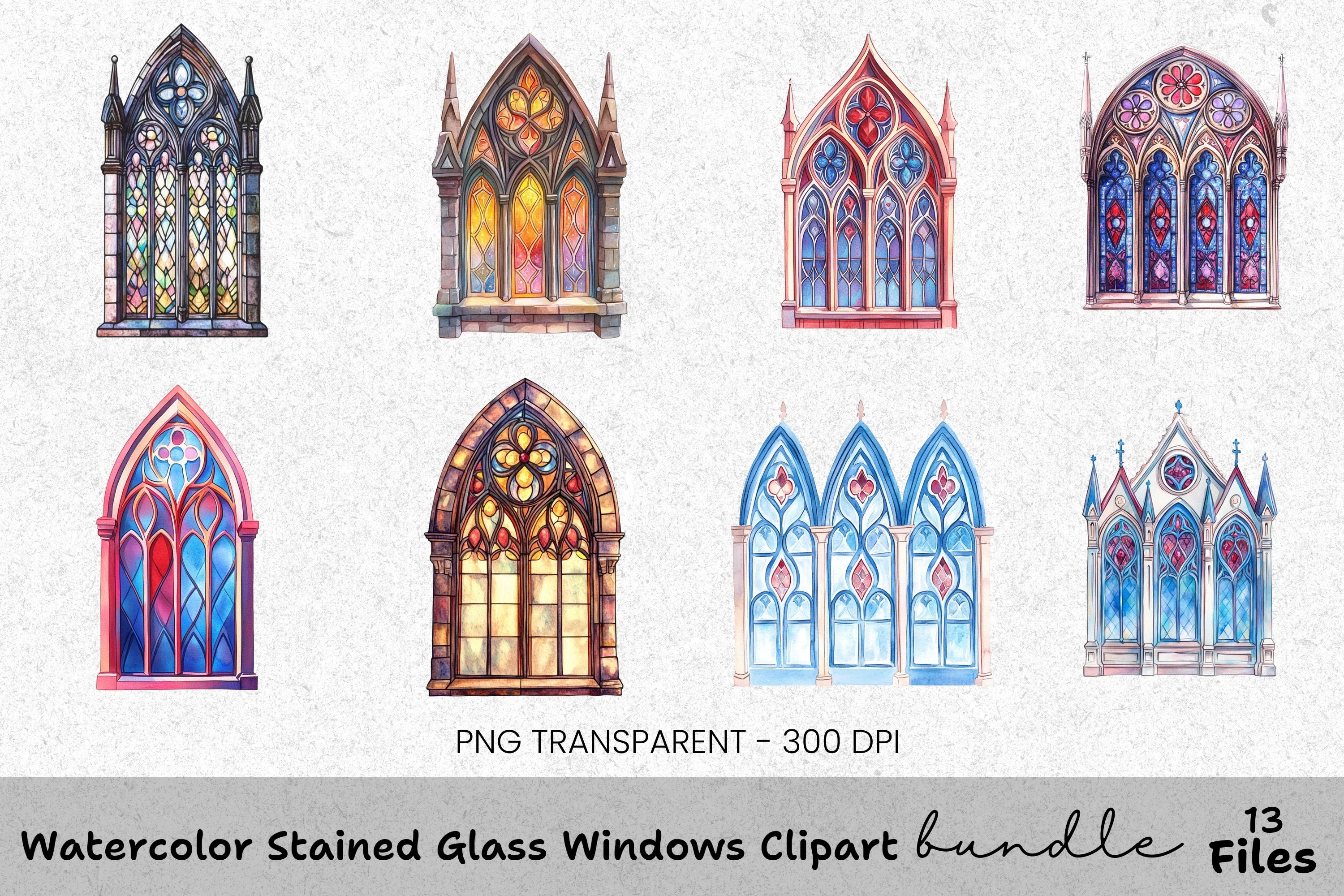 Stained Glass Windows Clipart Bundle