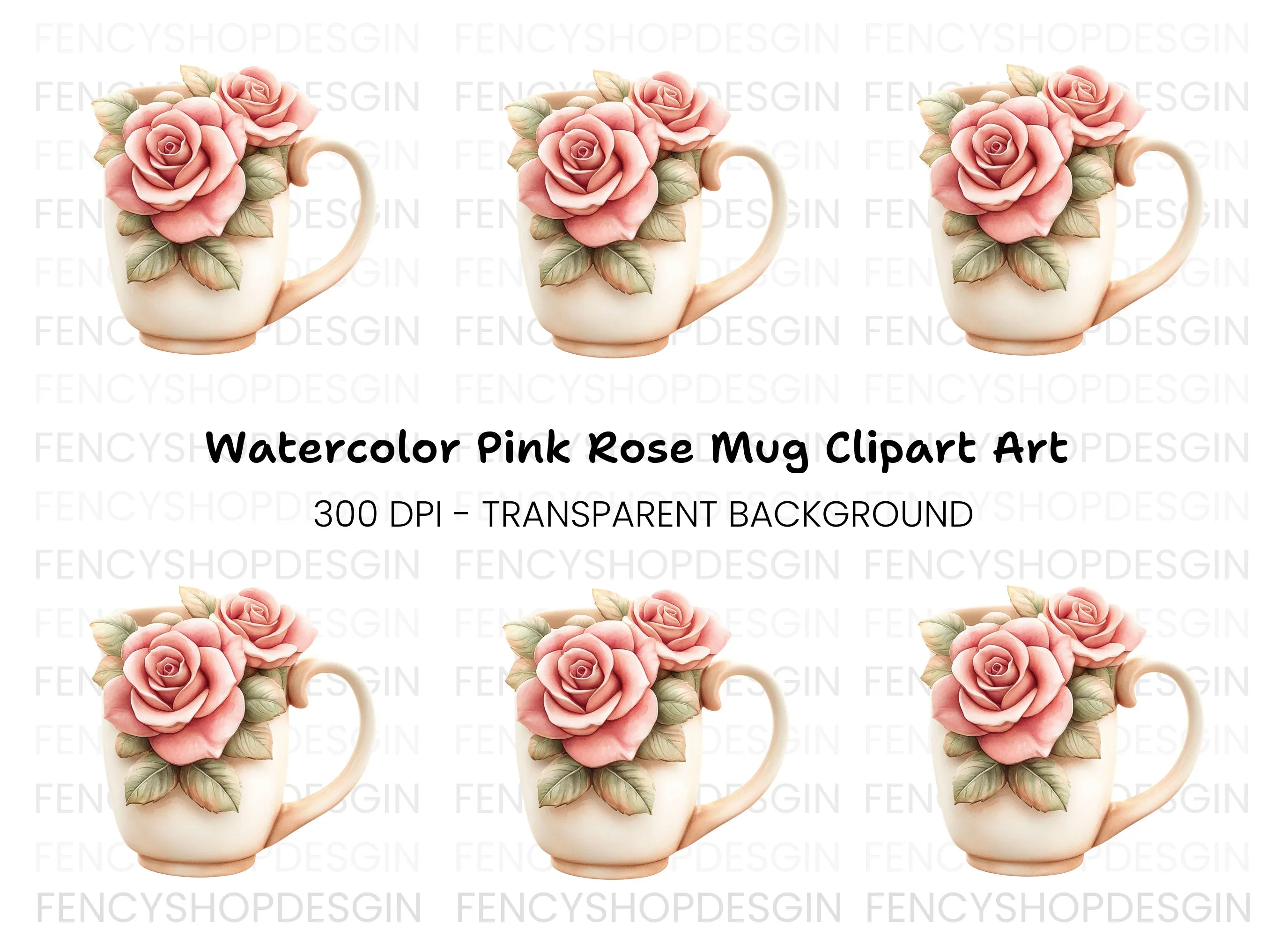 Elegant Pink Rose Clipart Bundle
