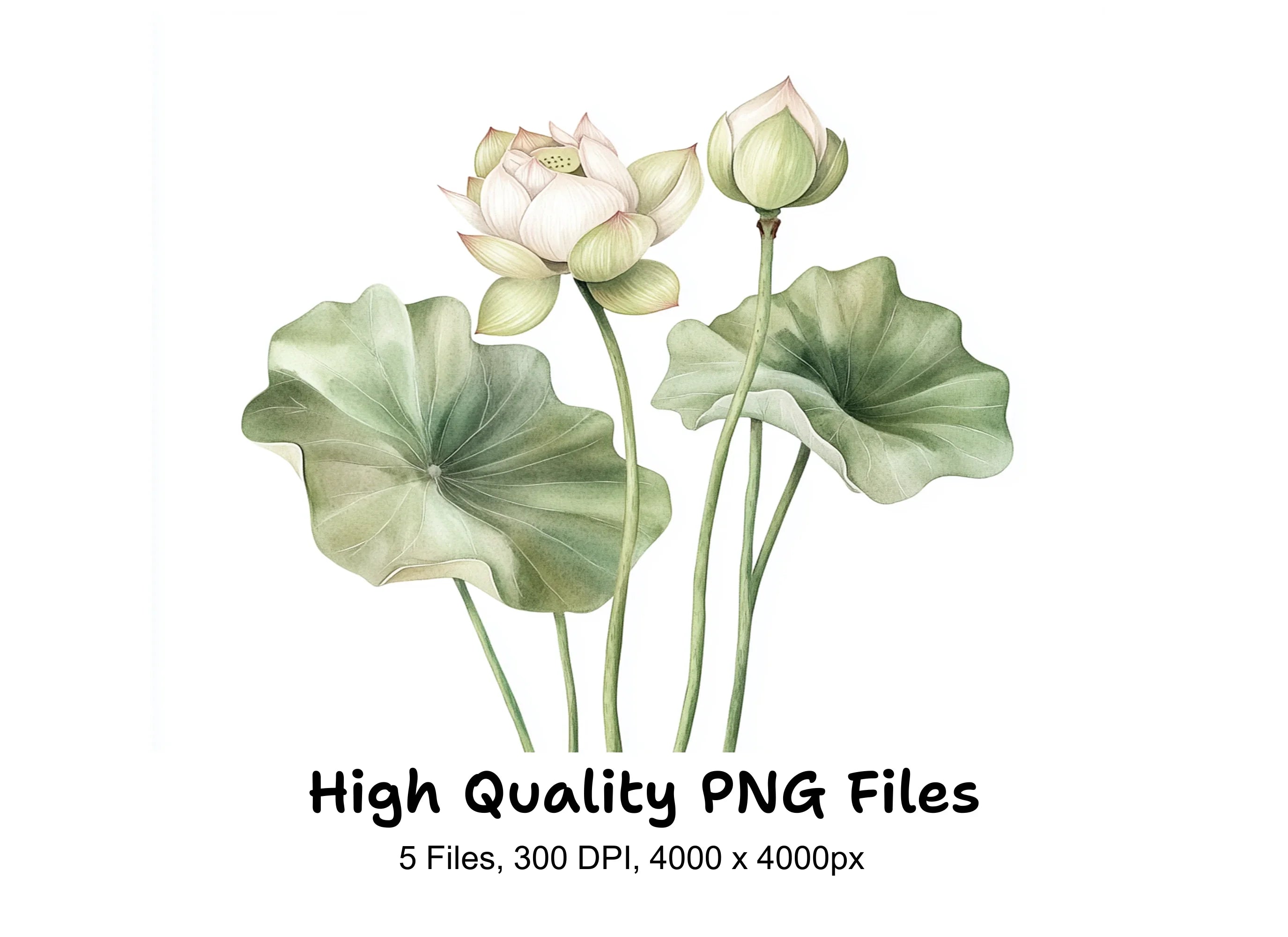 Elegant Lotus Flower Clipart Bundle