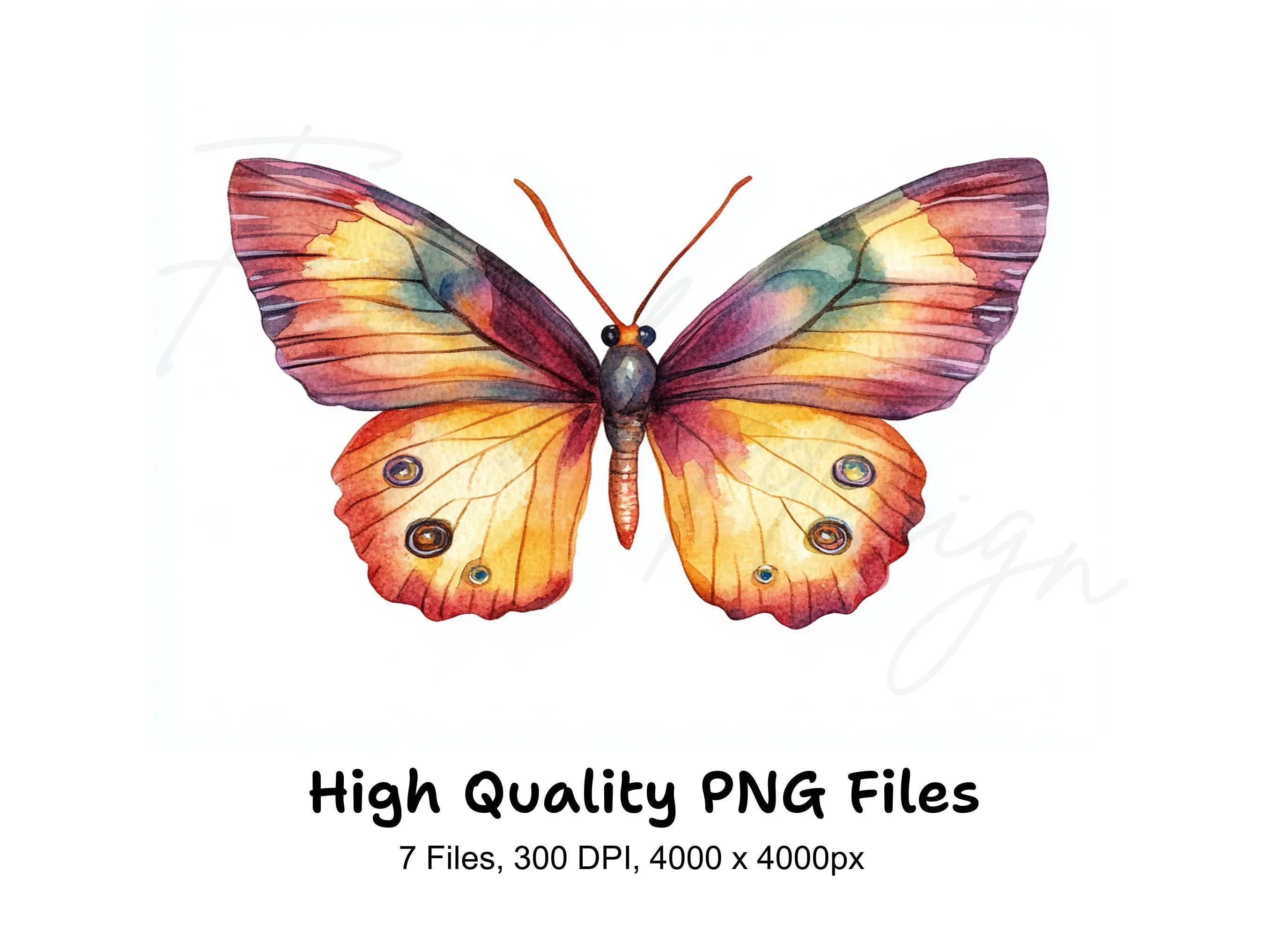 Colorful Butterfly Clipart Bundle