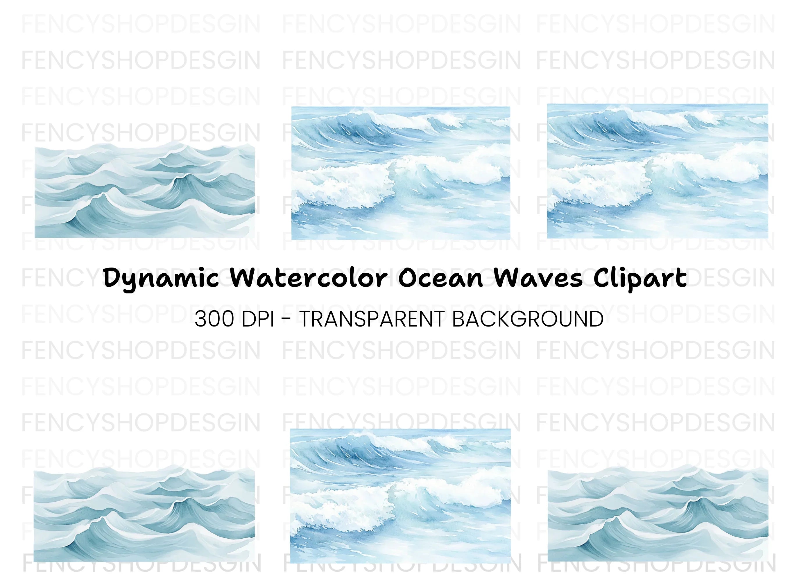Dynamic Ocean Waves Clipart Bundle