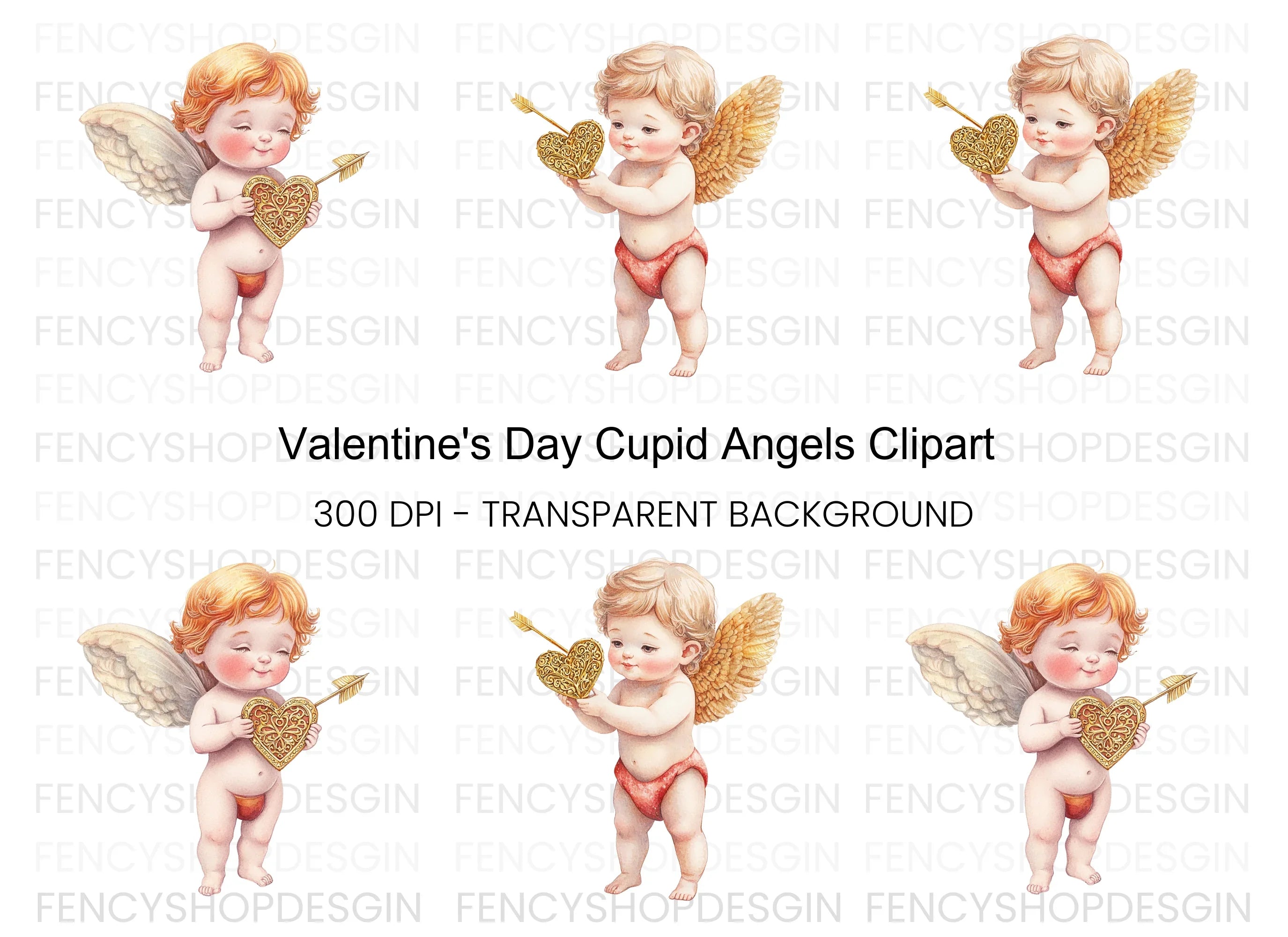 Cute Cupid Valentine Day Clipart Bundle