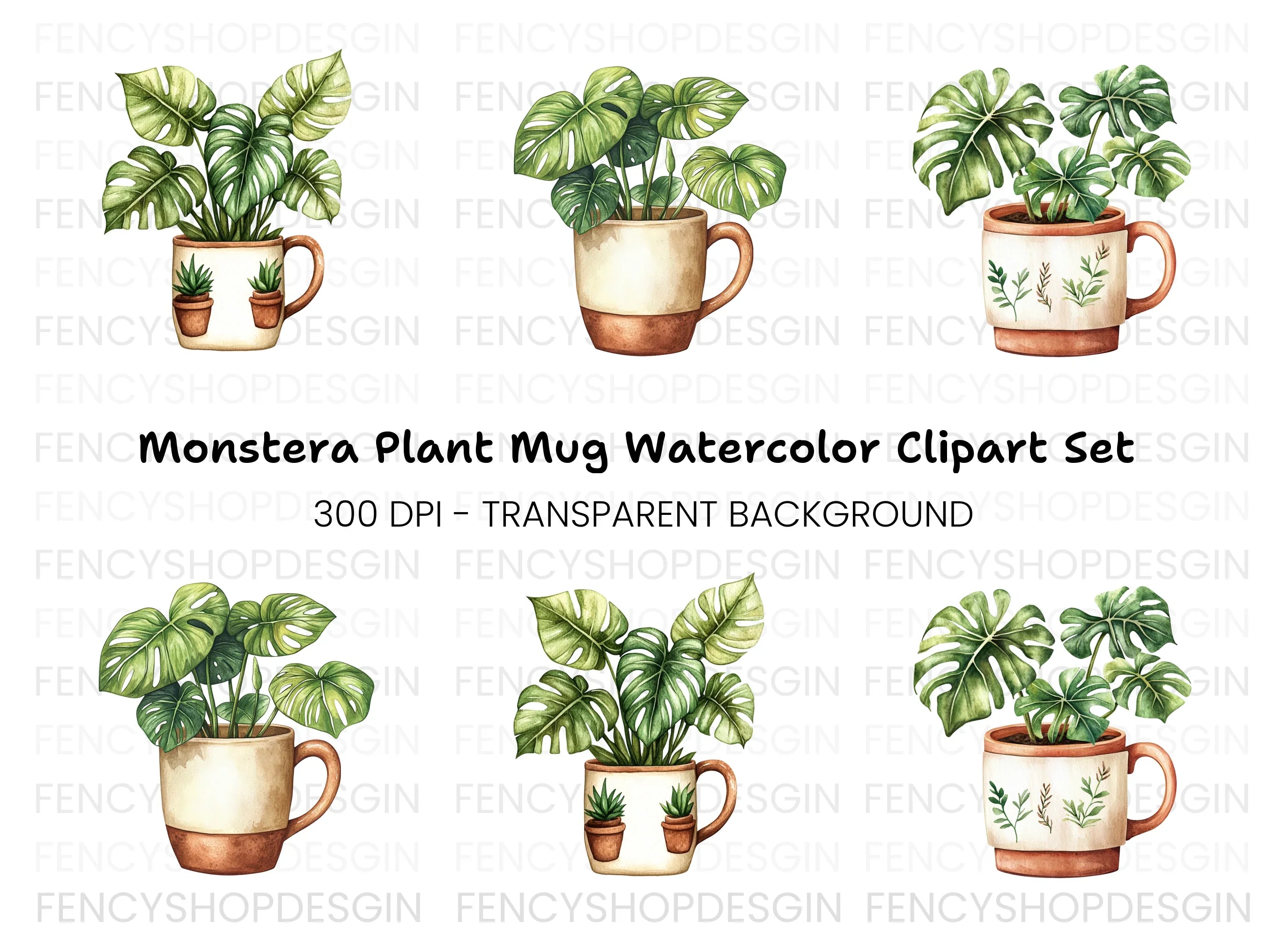 Monstera Plant Clipart Bundle