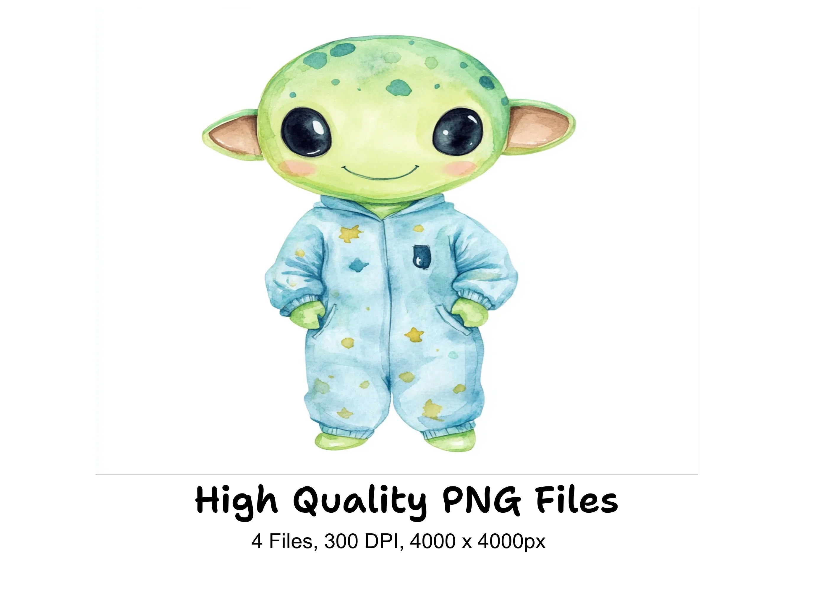 Cute Baby Alien Clipart Bundle