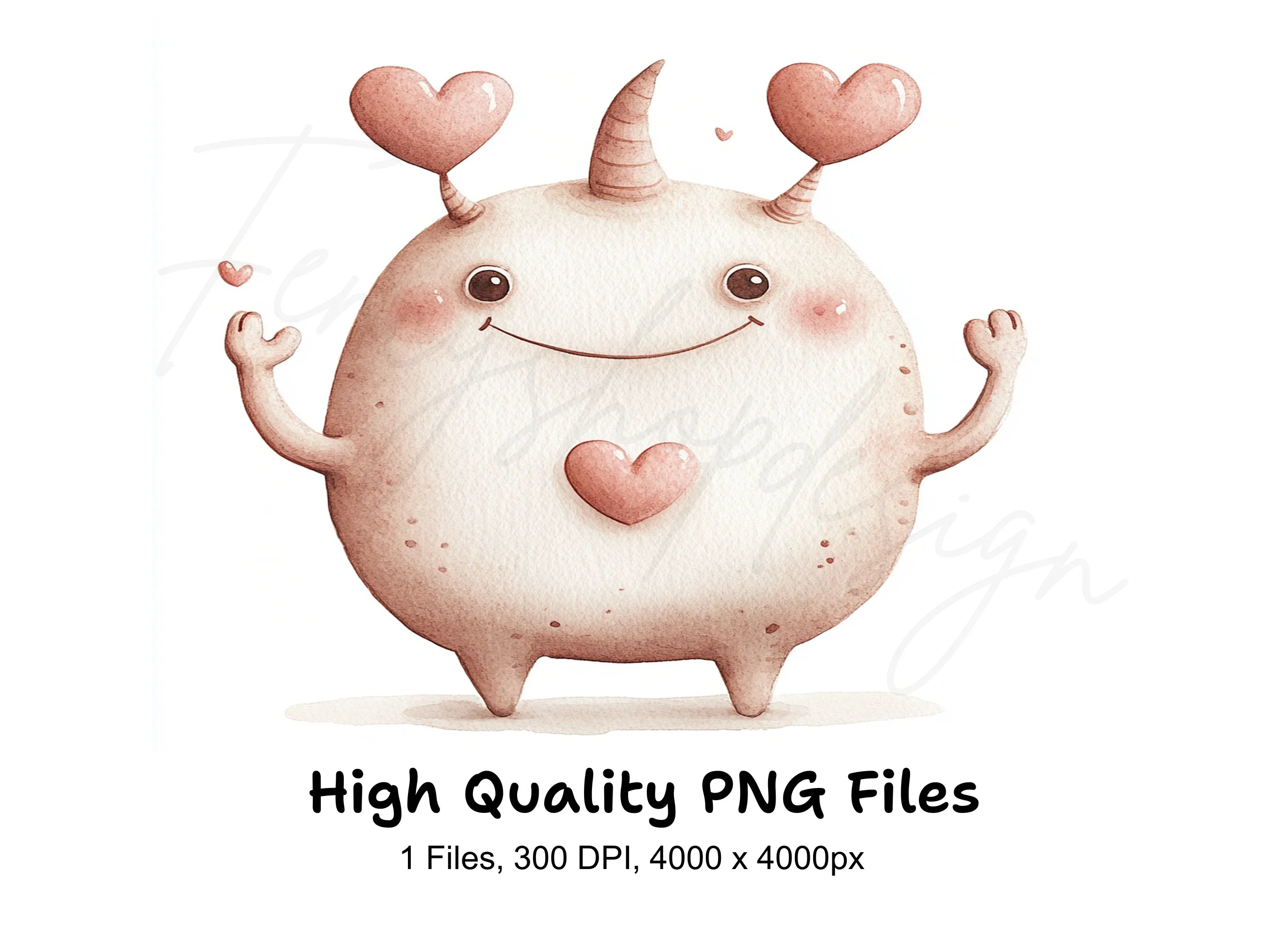 Cute Love Monster Clipart Bundle