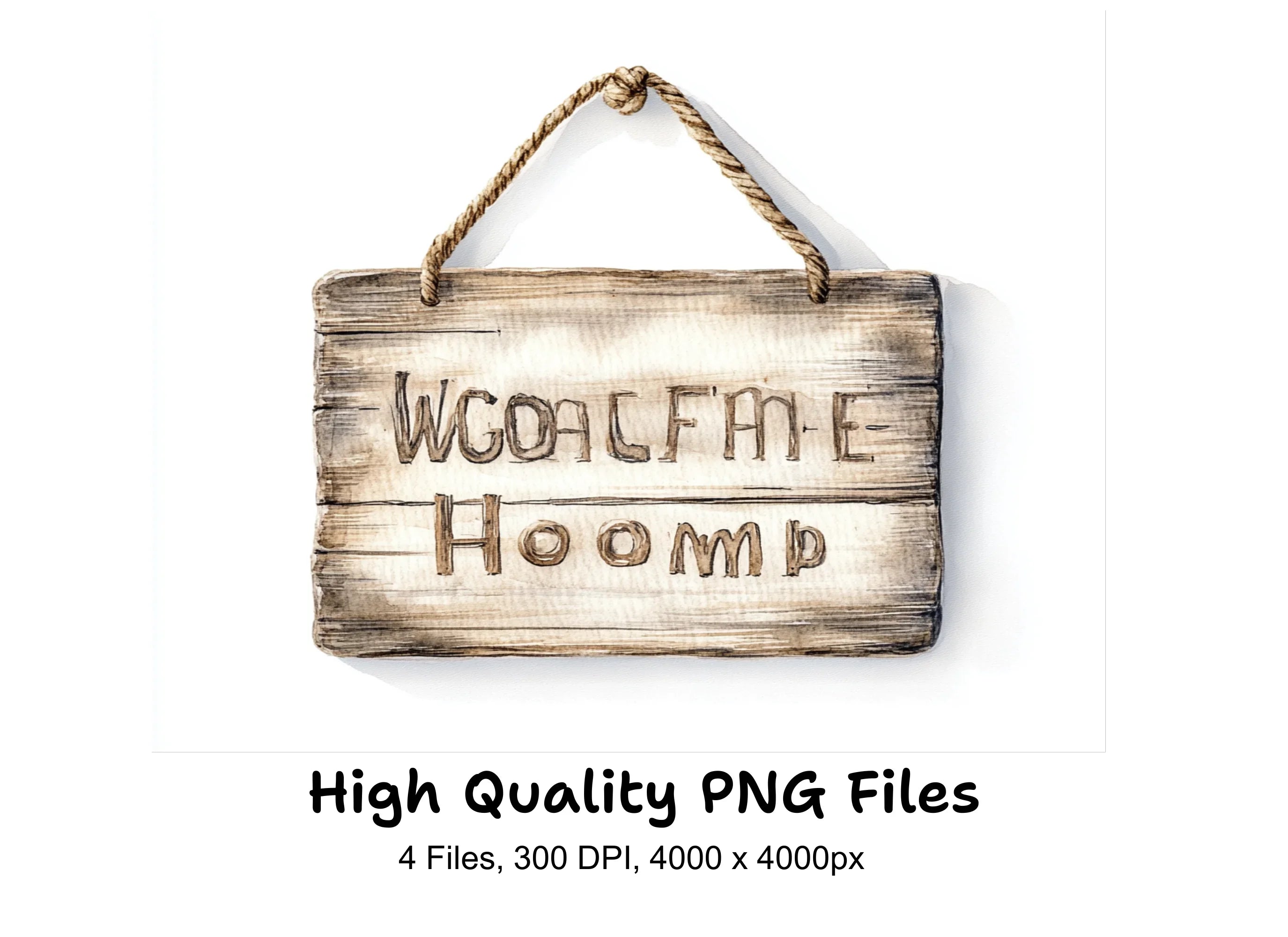Hanging Wooden Signs Clipart Bundle
