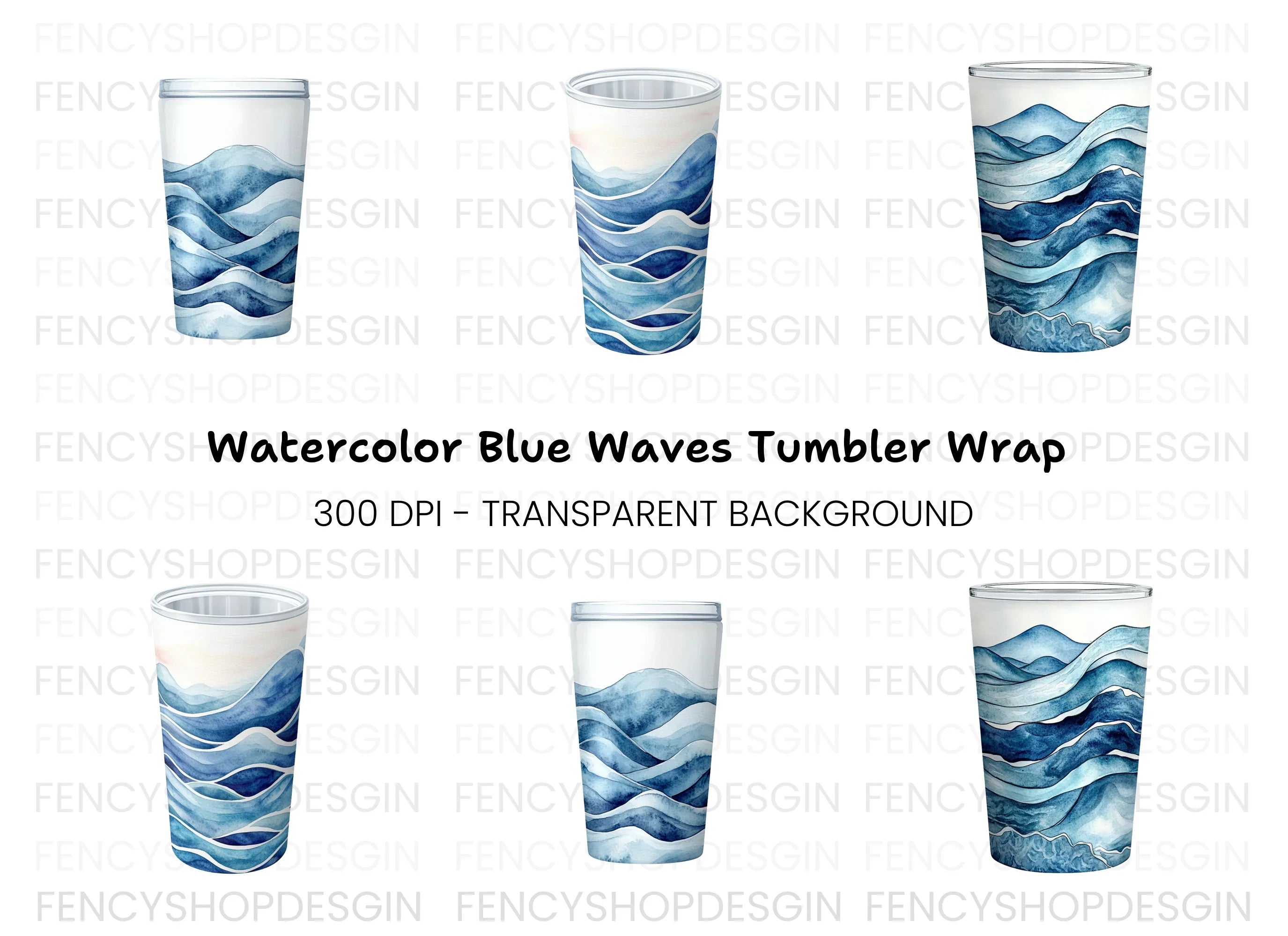 Blue Wave Tumblers Clipart Bundle