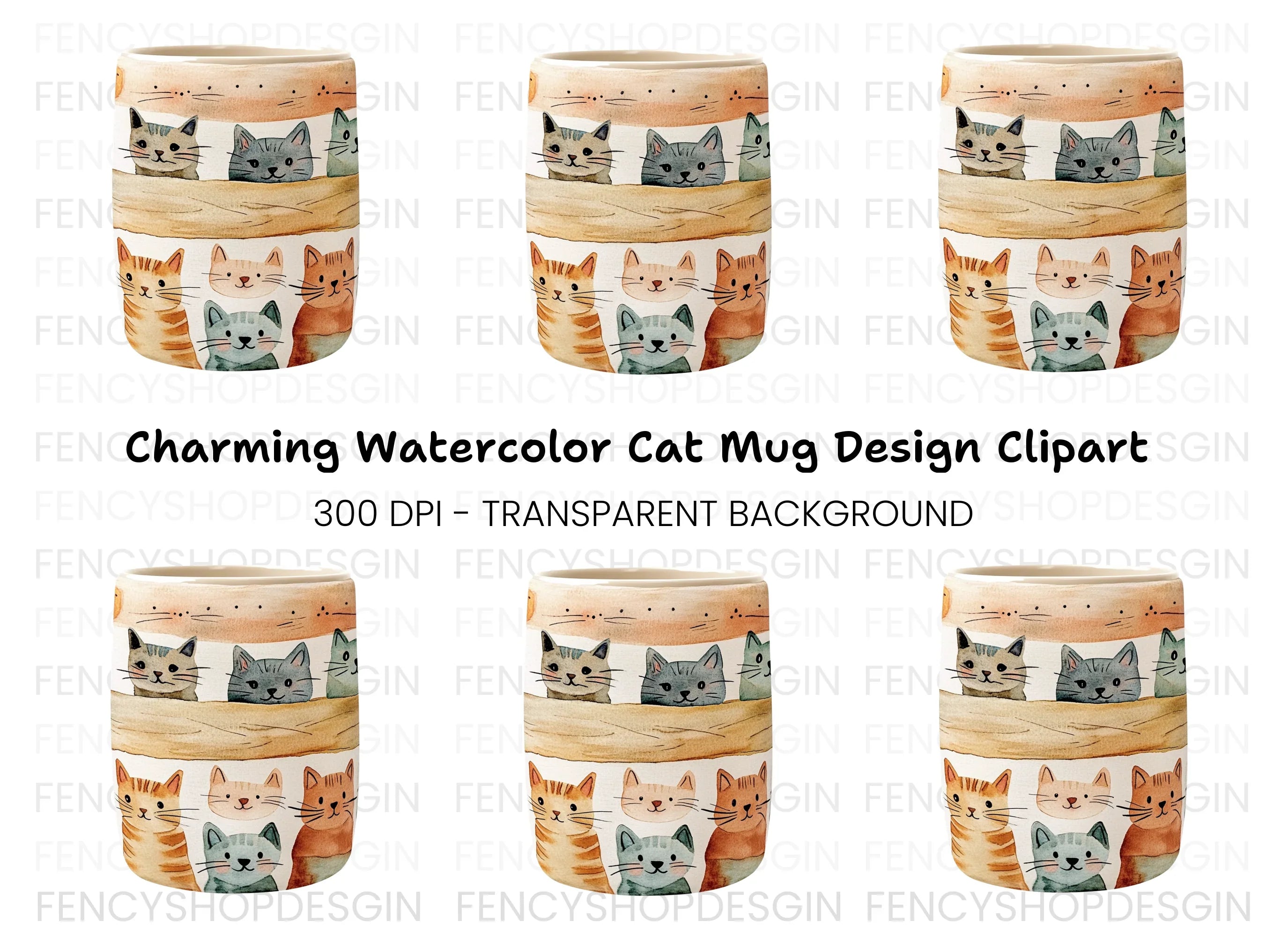 Cute Cat Faces Clipart Bundle