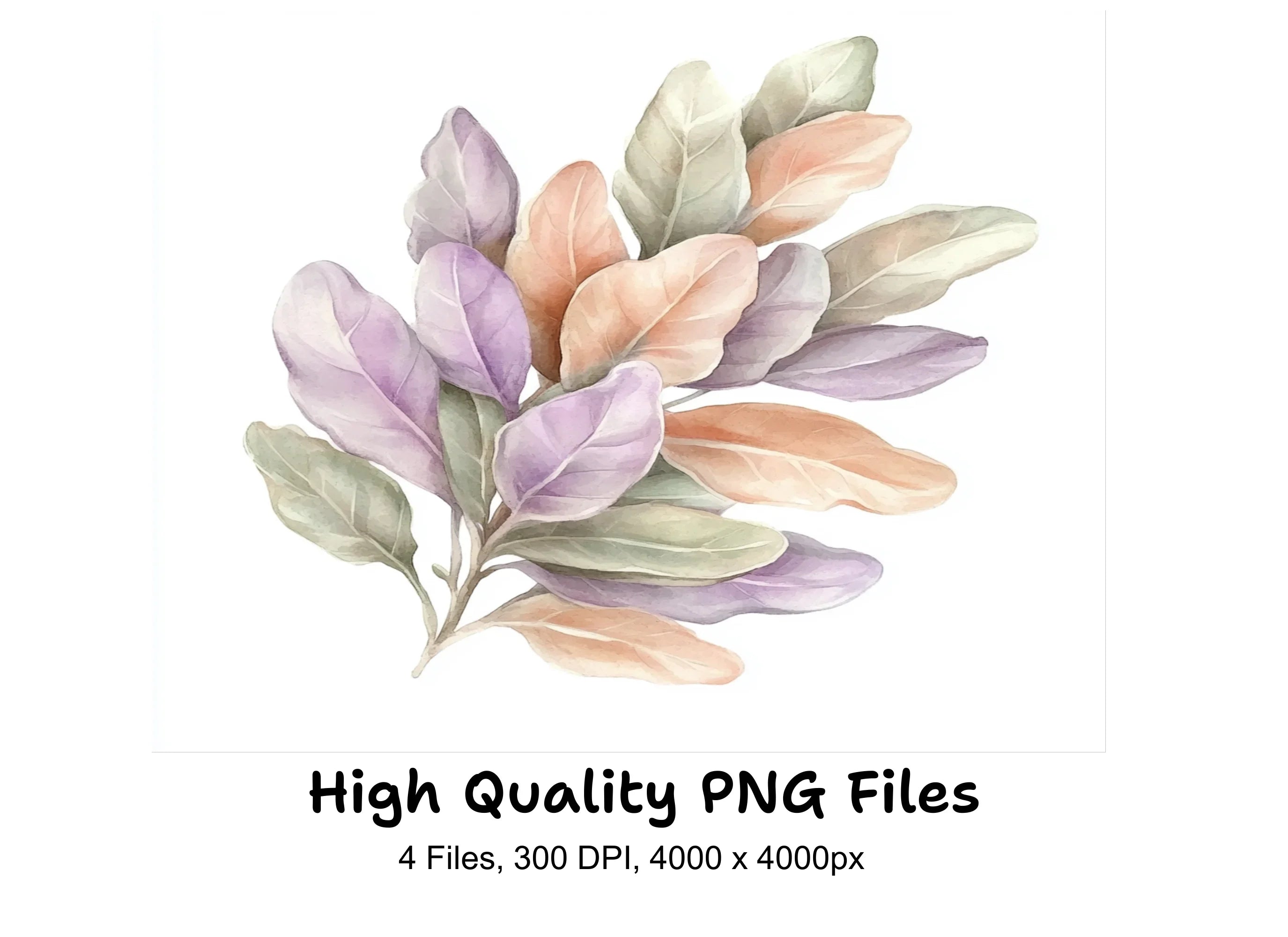 Pastel Botanical Leaf Clipart Bundle