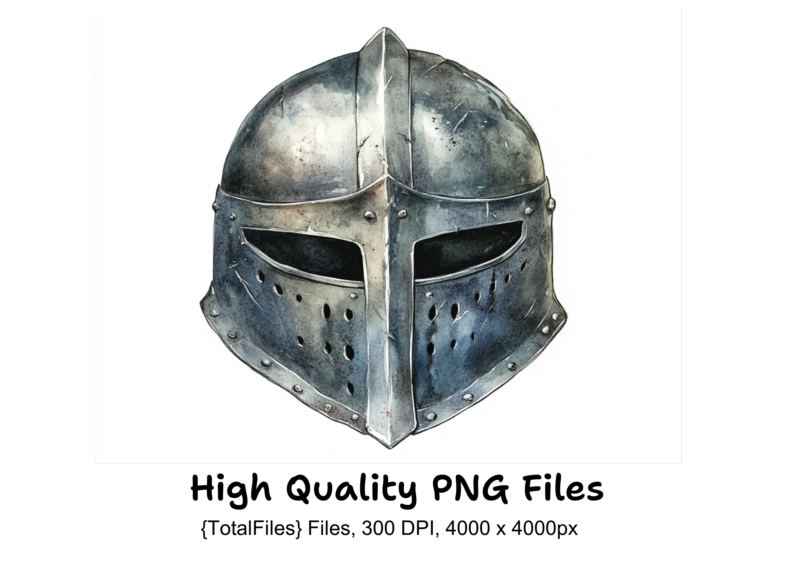 Fantasy Knight Helmets Clipart Bundle