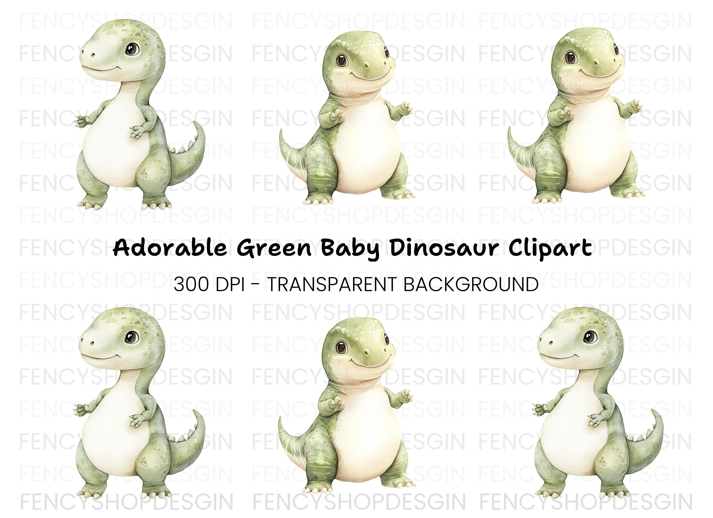 Standing Baby Dinosaur Clipart Bundle