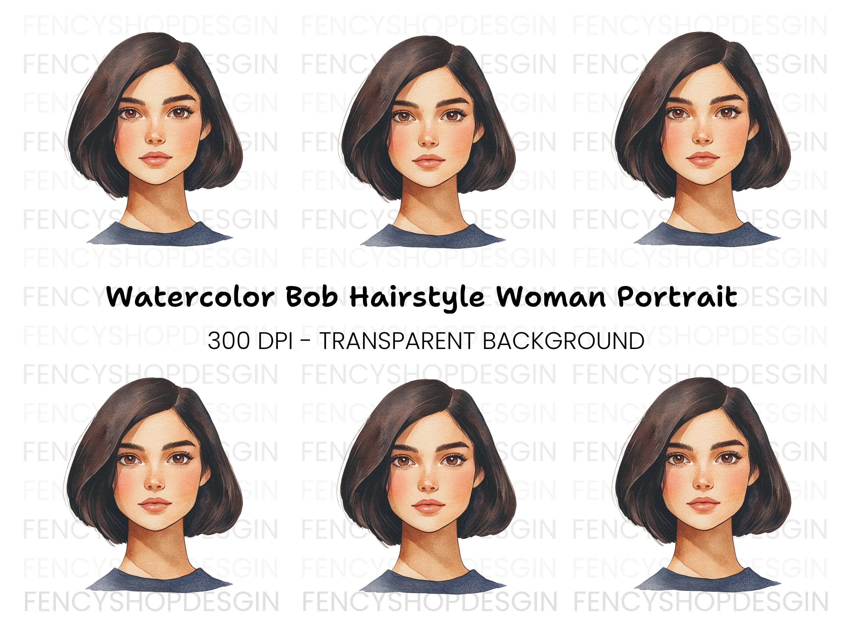 Bob Haircut Girl Clipart Bundle