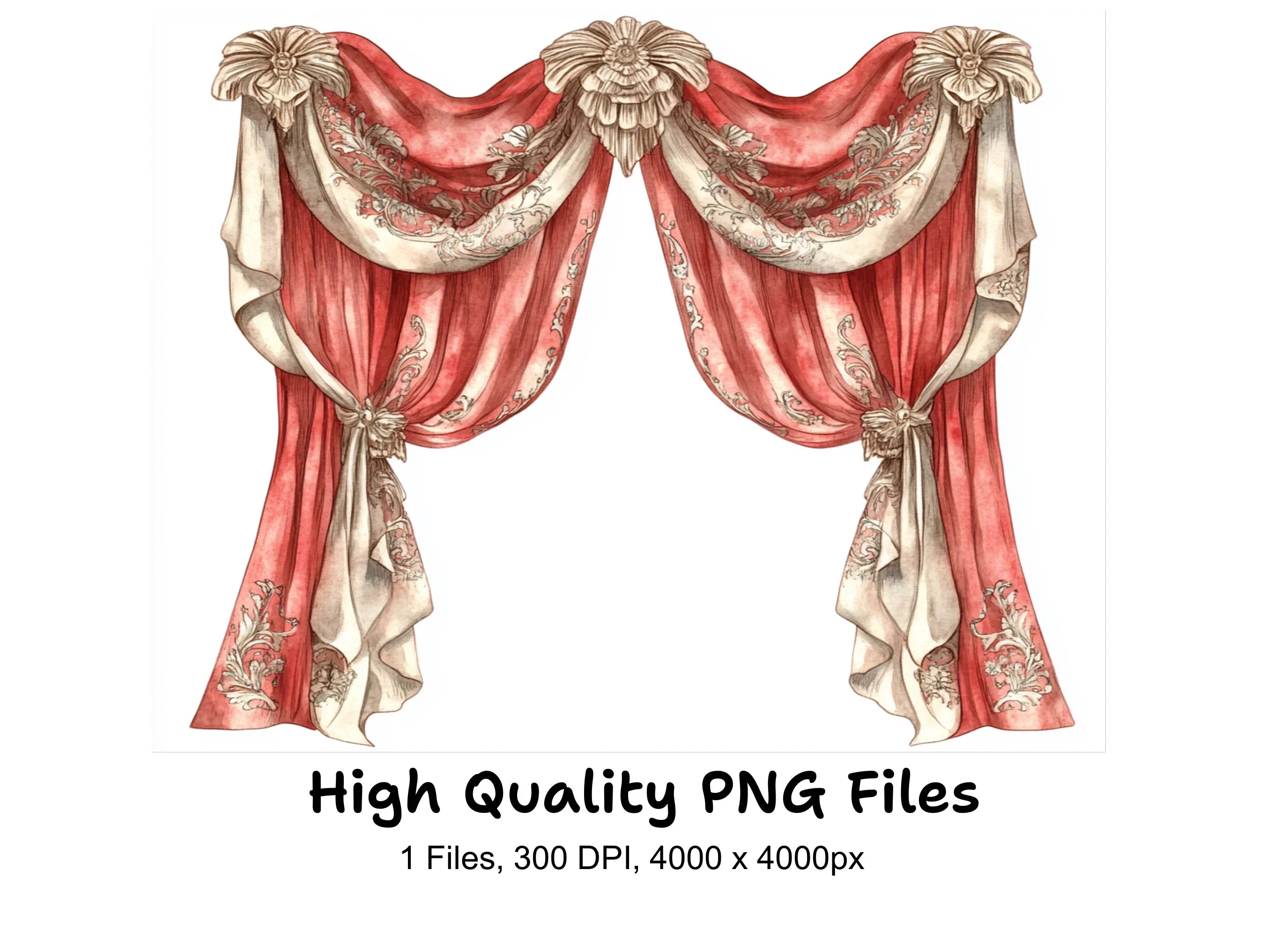 Ornate Victorian Drapes Clipart Bundle