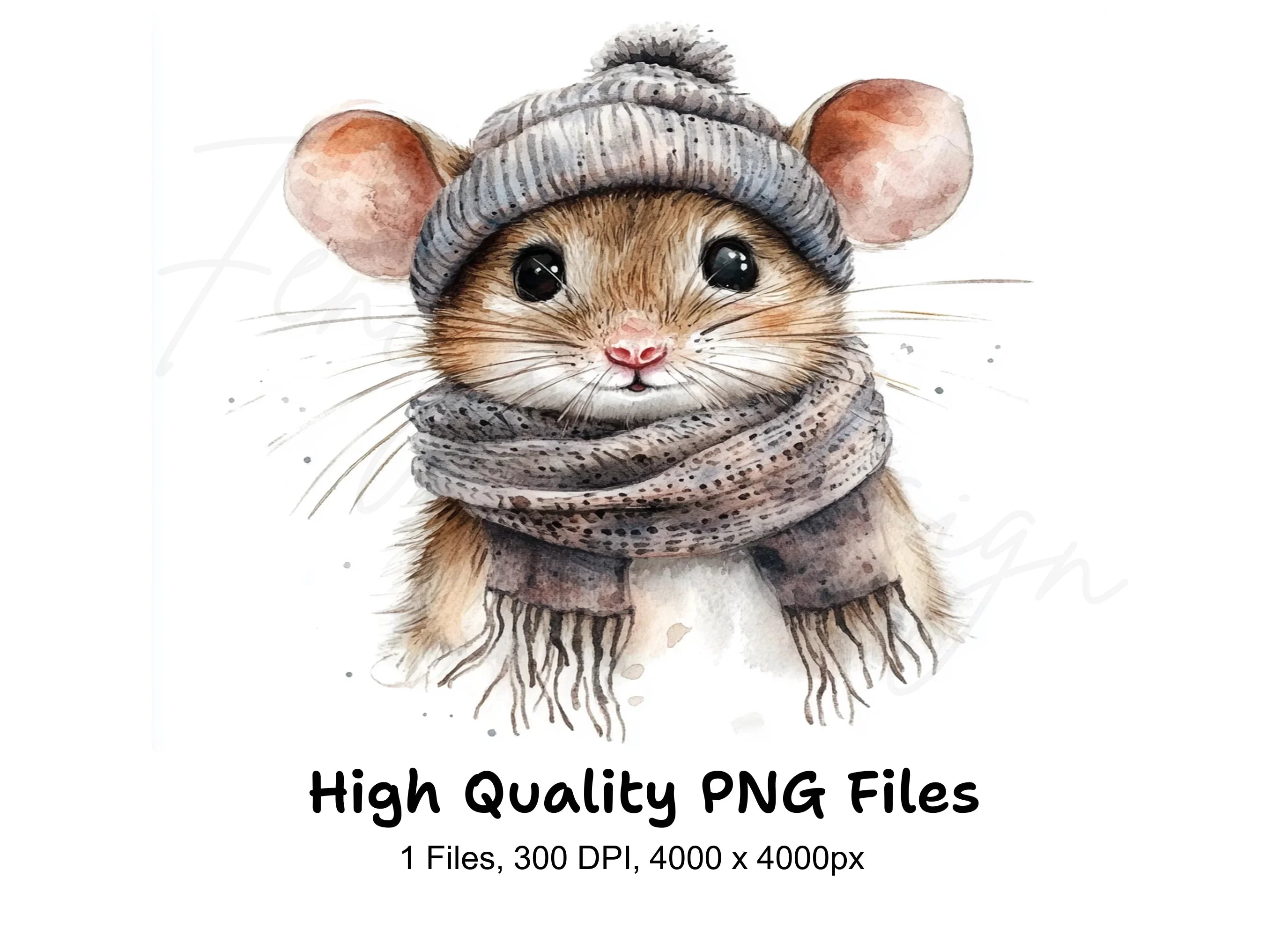 Cute Winter Mouse Clipart Bundle