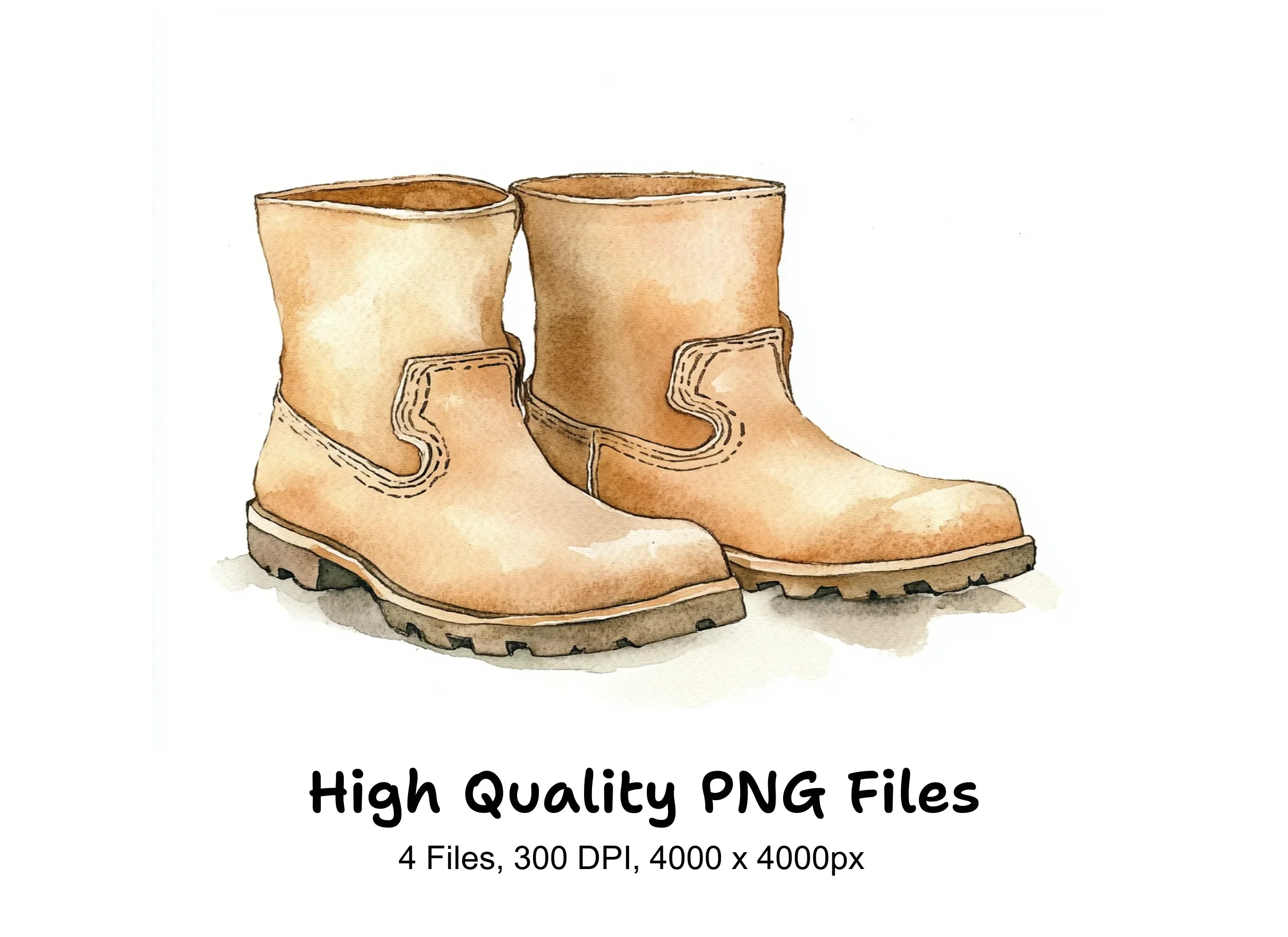Beige Work Boots Clipart Bundle