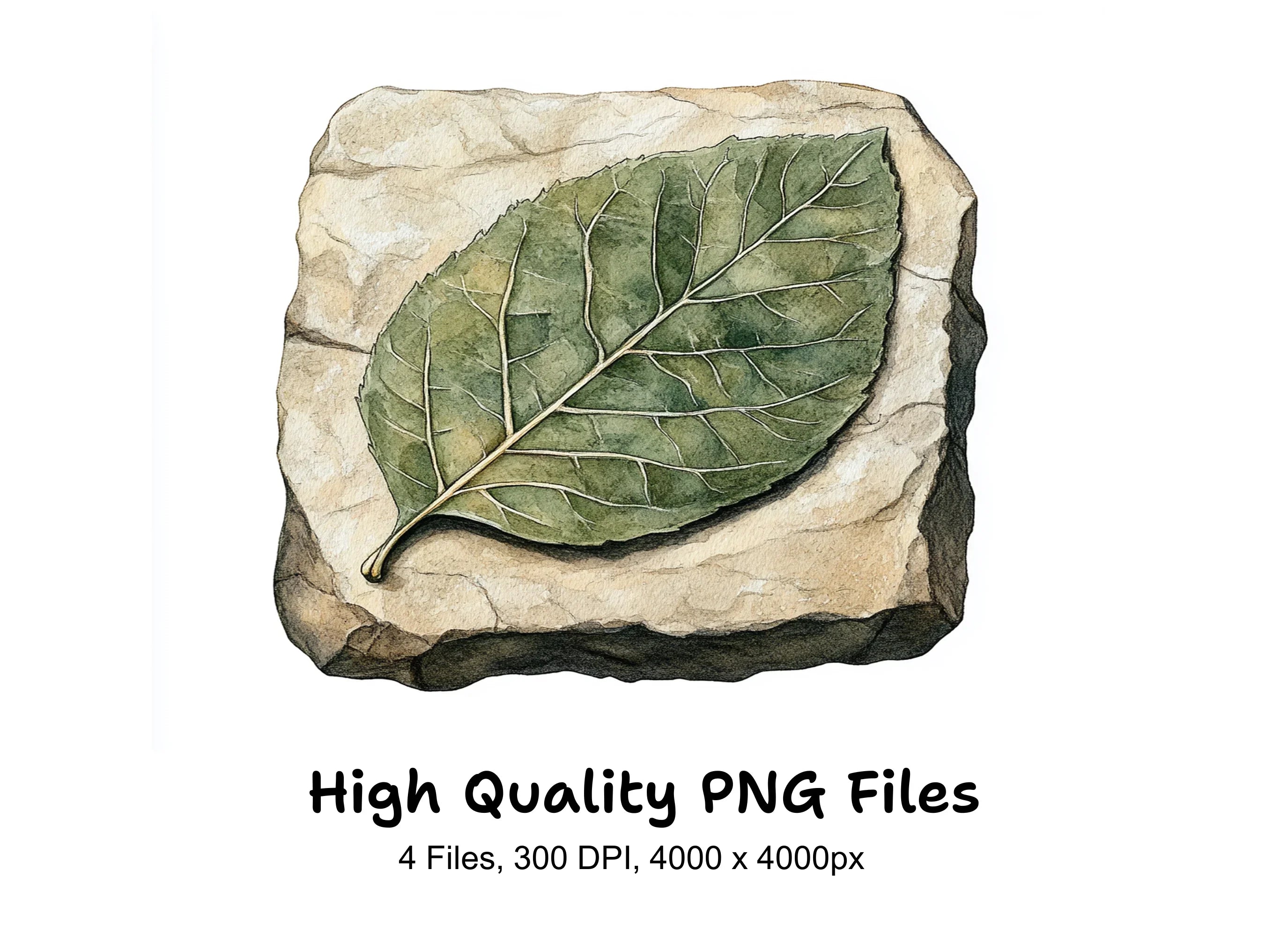 Fossilized Leaf Stone Clipart Bundle