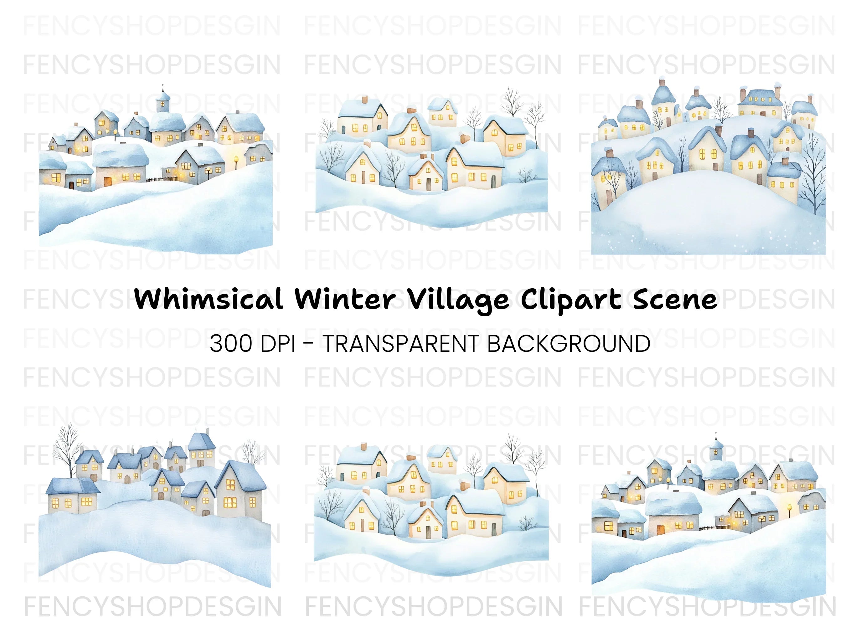 Winter Village Clipart Bundle